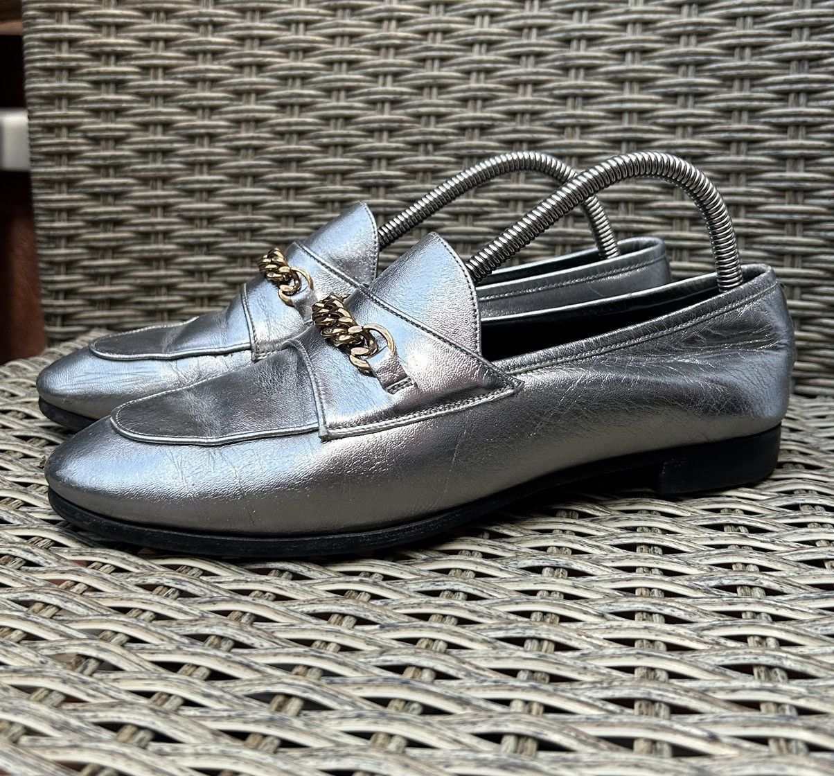 Tom Ford × Vintage Vintage Tom Ford Silver Leather Chain Loafer Flats MUCH WORN Size US 9 / IT 39 - 1 Thumbnail