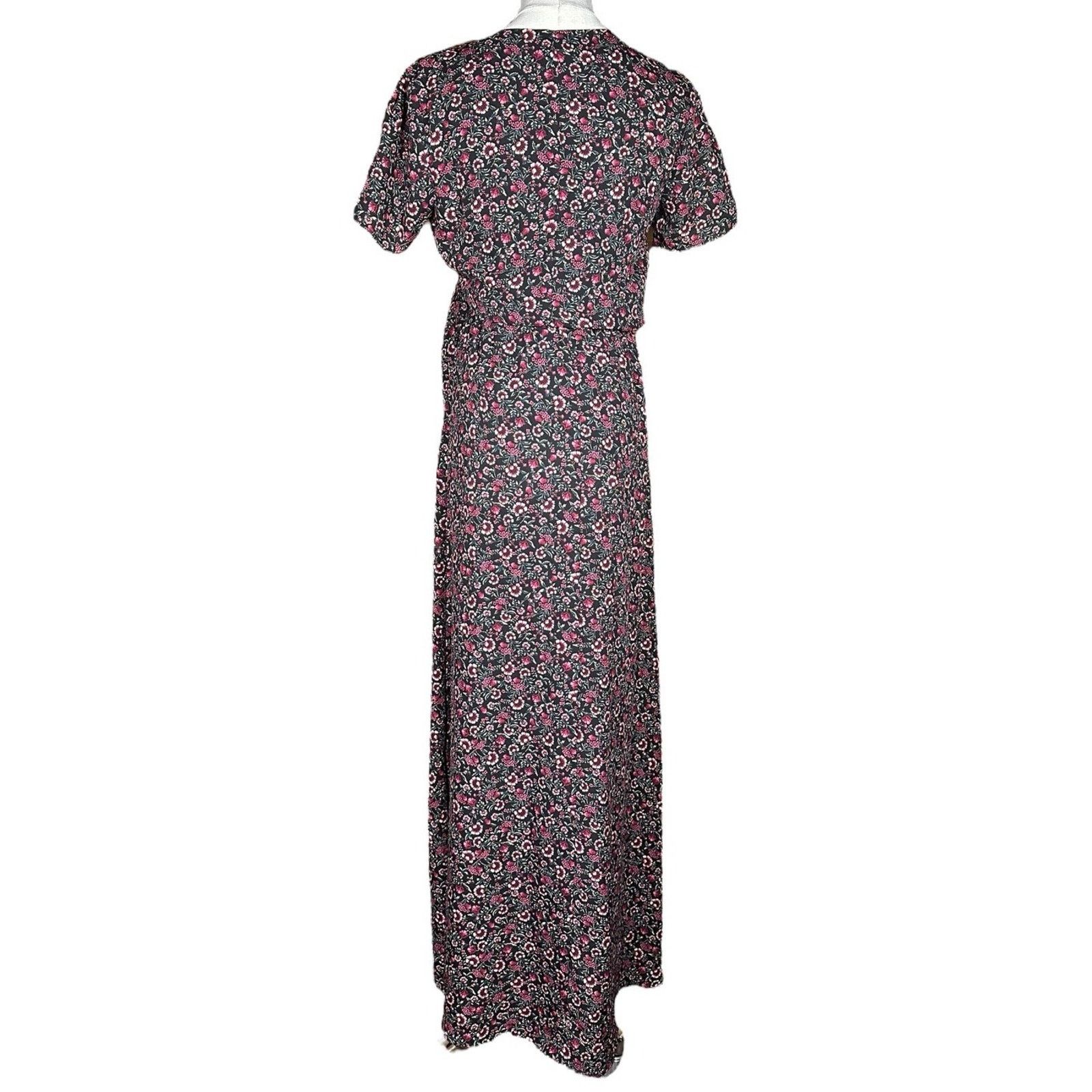 Other Miami Black Floral Print Faux Wrap Tie Maxi Dress Womens XS Size XS / US 0-2 / IT 36-38 - 7 Thumbnail