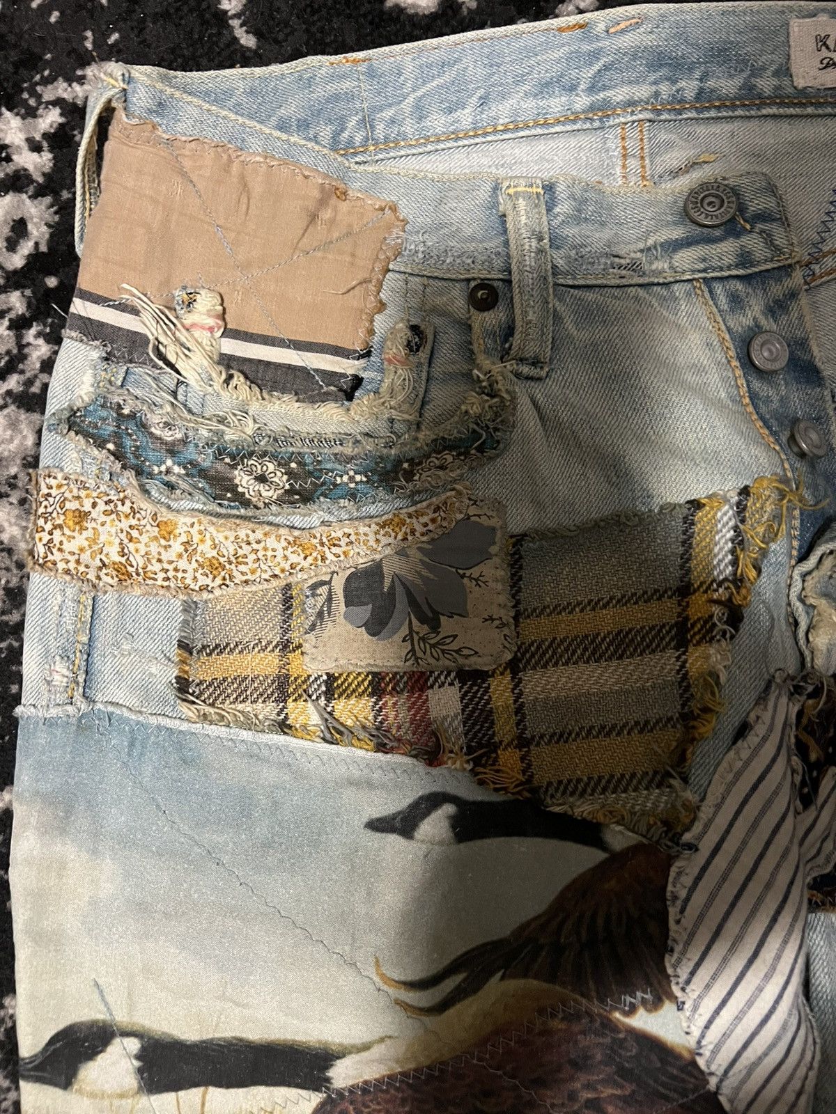 Kapital Kapital Happy Patchwork Tapered Denim “Indigo” Size US 30 / EU 46 - 6 Thumbnail