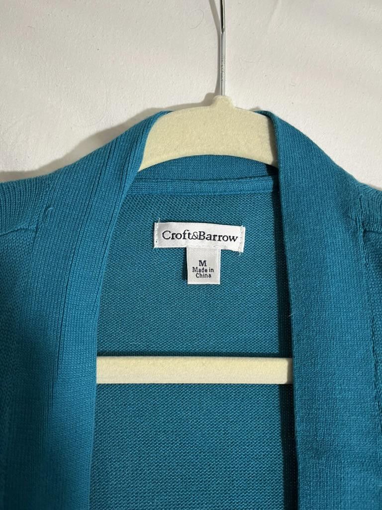 Croft & Barrow Croft & Barrow Women's Medium Turquoise Cardigan Sweater Size M / US 6-8 / IT 42-44 - 2 Thumbnail