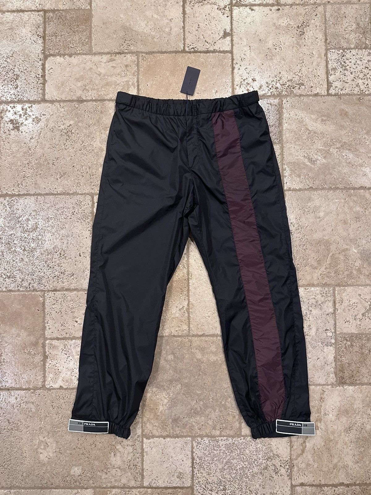 Prada Prada SS18 Nylon Garbardine Logo Black Striped Track Pants Size US 36 / EU 52 - 12 Thumbnail