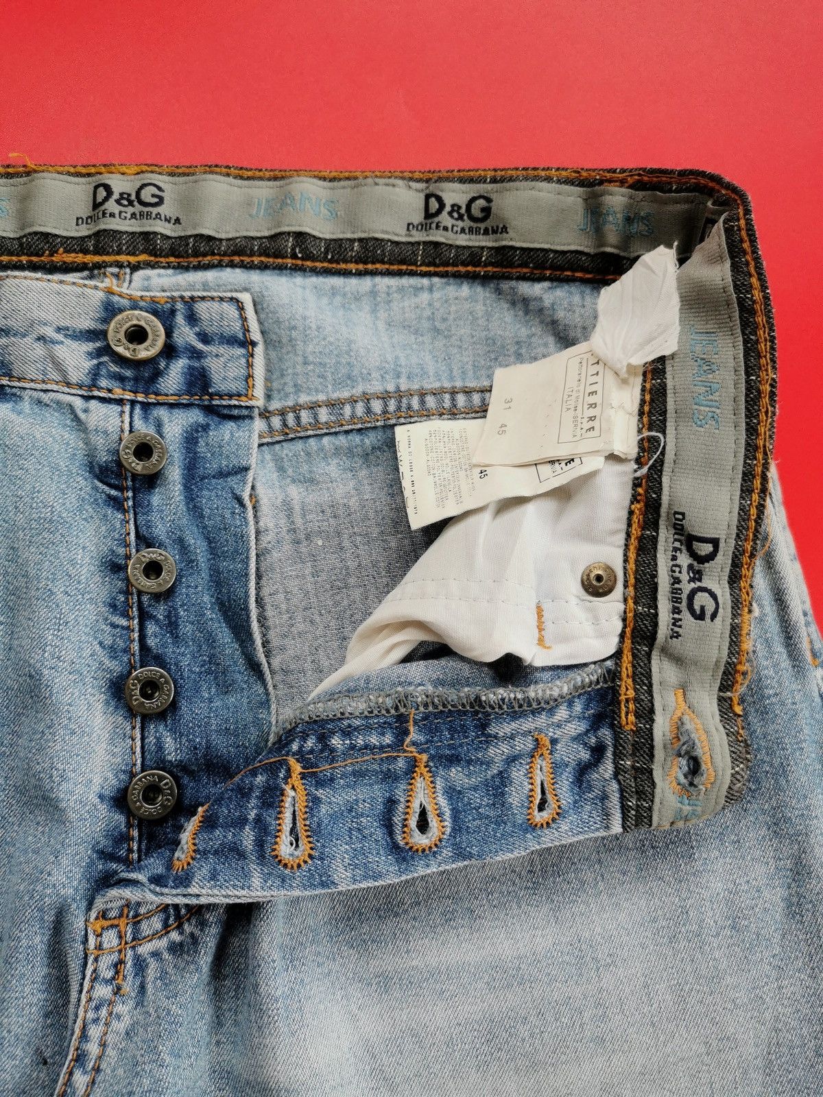 Dolce & Gabbana D&G Light Blue Repaired Distressed Jeans Size US 30 / EU 46 - 9 Thumbnail