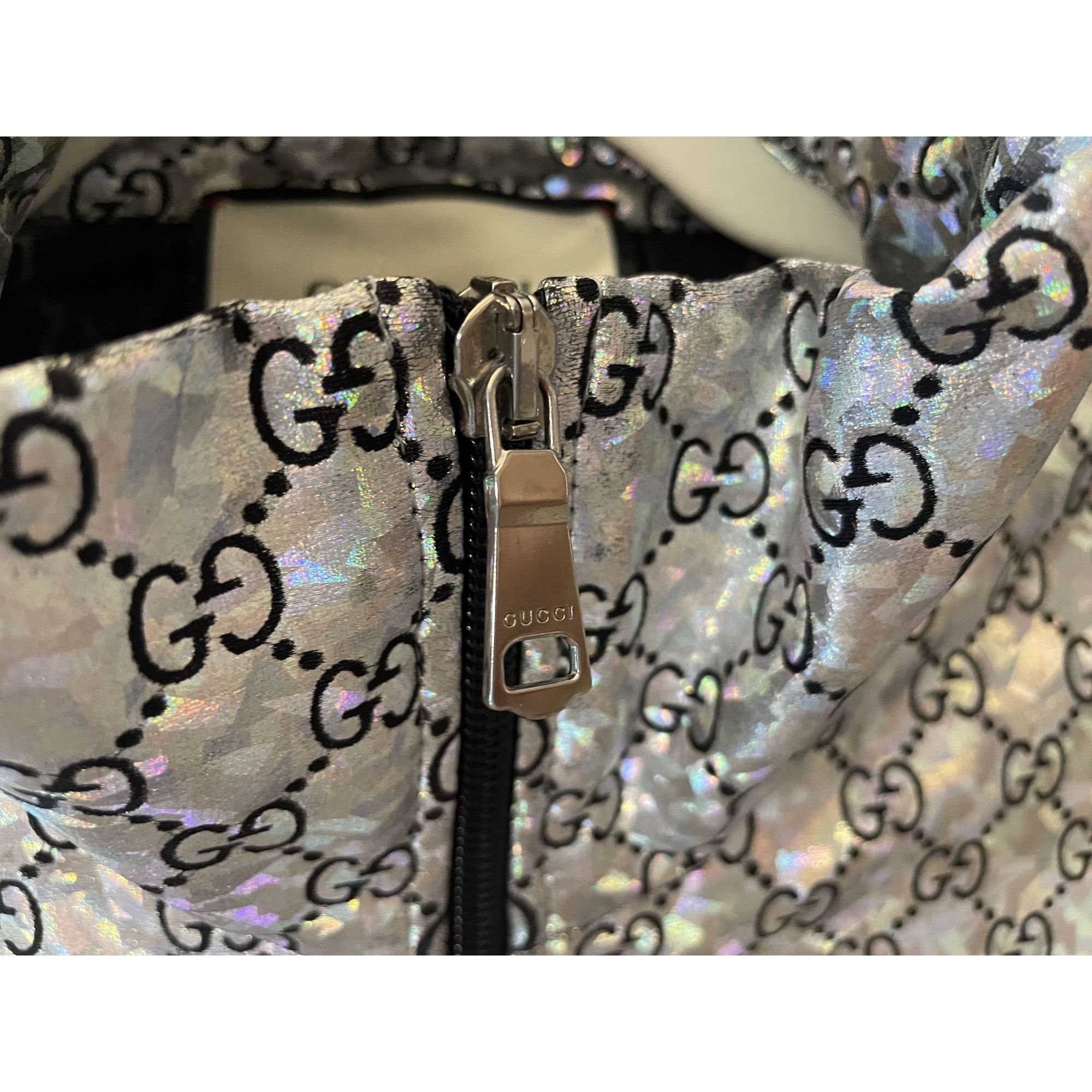 Gucci Gucci GG Logo Holographic Track Jacket With Zip Closure & St Size L / US 10 / IT 46 - 5 Thumbnail