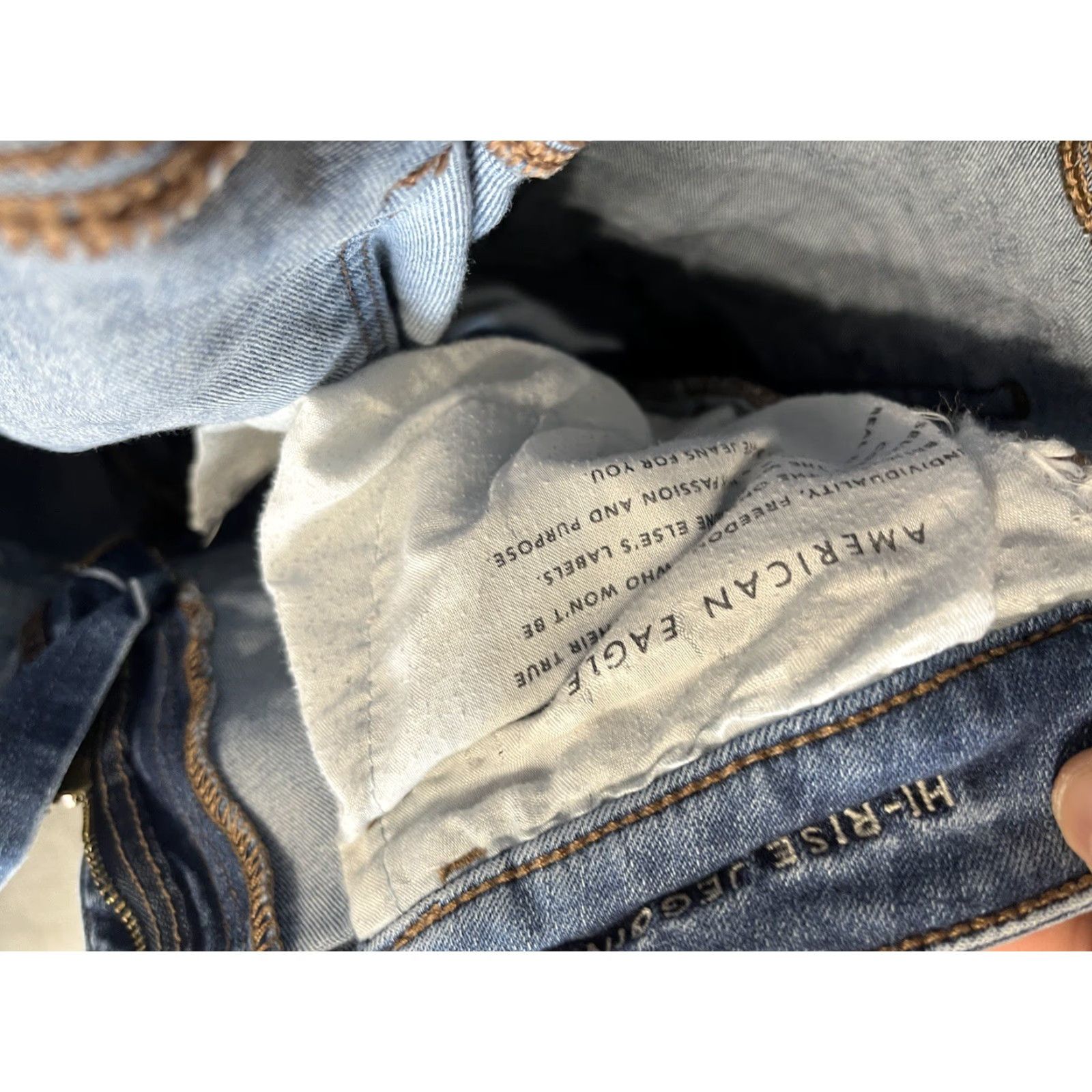 American Eagle Outfitters American Eagle Blue Next Level Stretch Hi-Rise Jegging Jeans Size 14 Short Womens Pants Very Good Condition Size 36" / US 14 / IT 50 - 5 Thumbnail