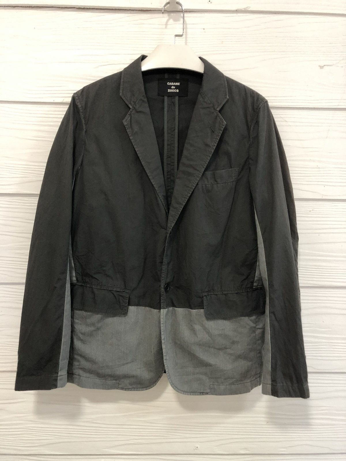 image of Cabane De Zucca Two Tone Modern Jacket in Black, Men's (Size Large)