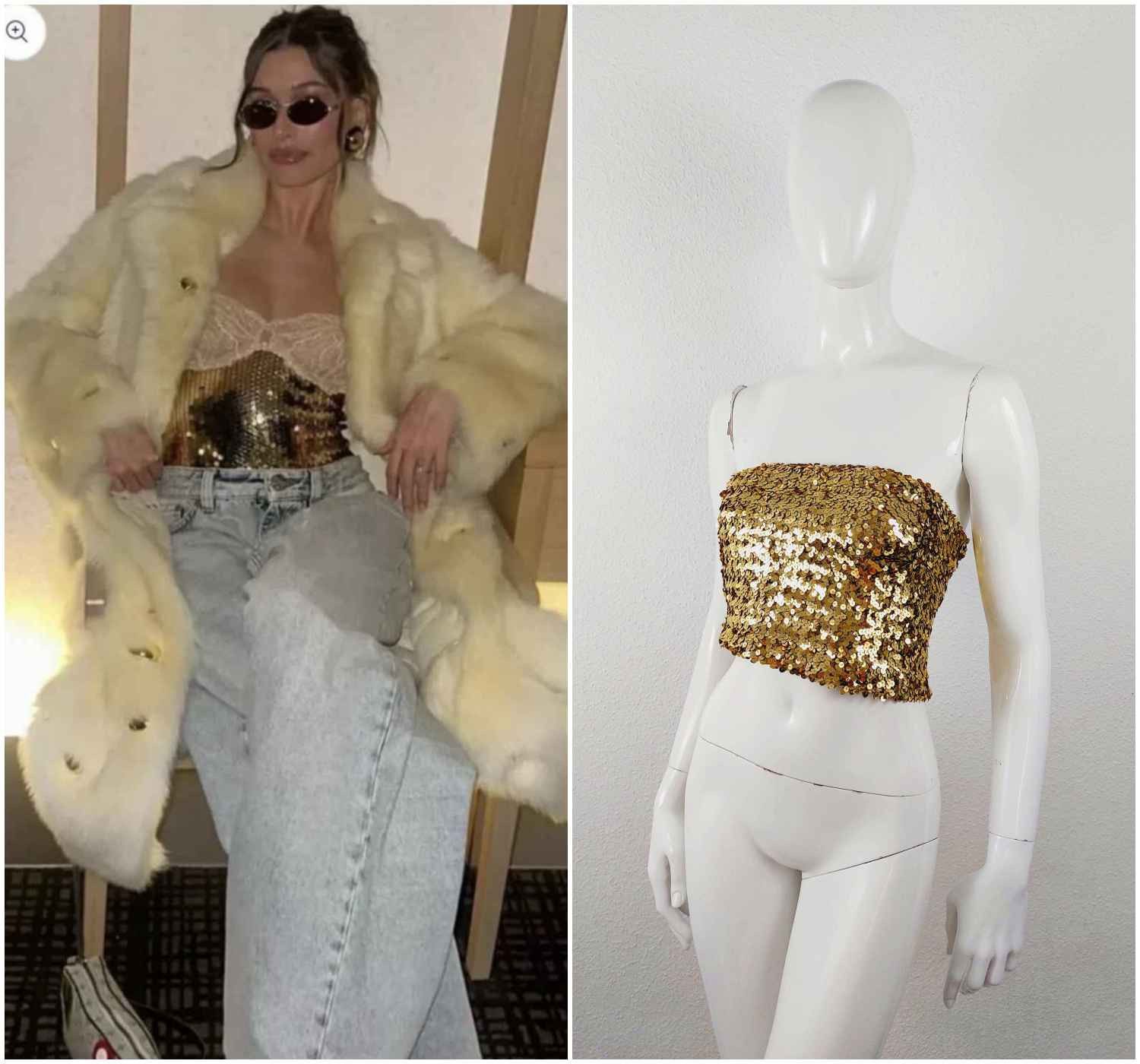 Dolce & Gabbana D&G Hailey Bieber Lace Gold Sequin Corset
