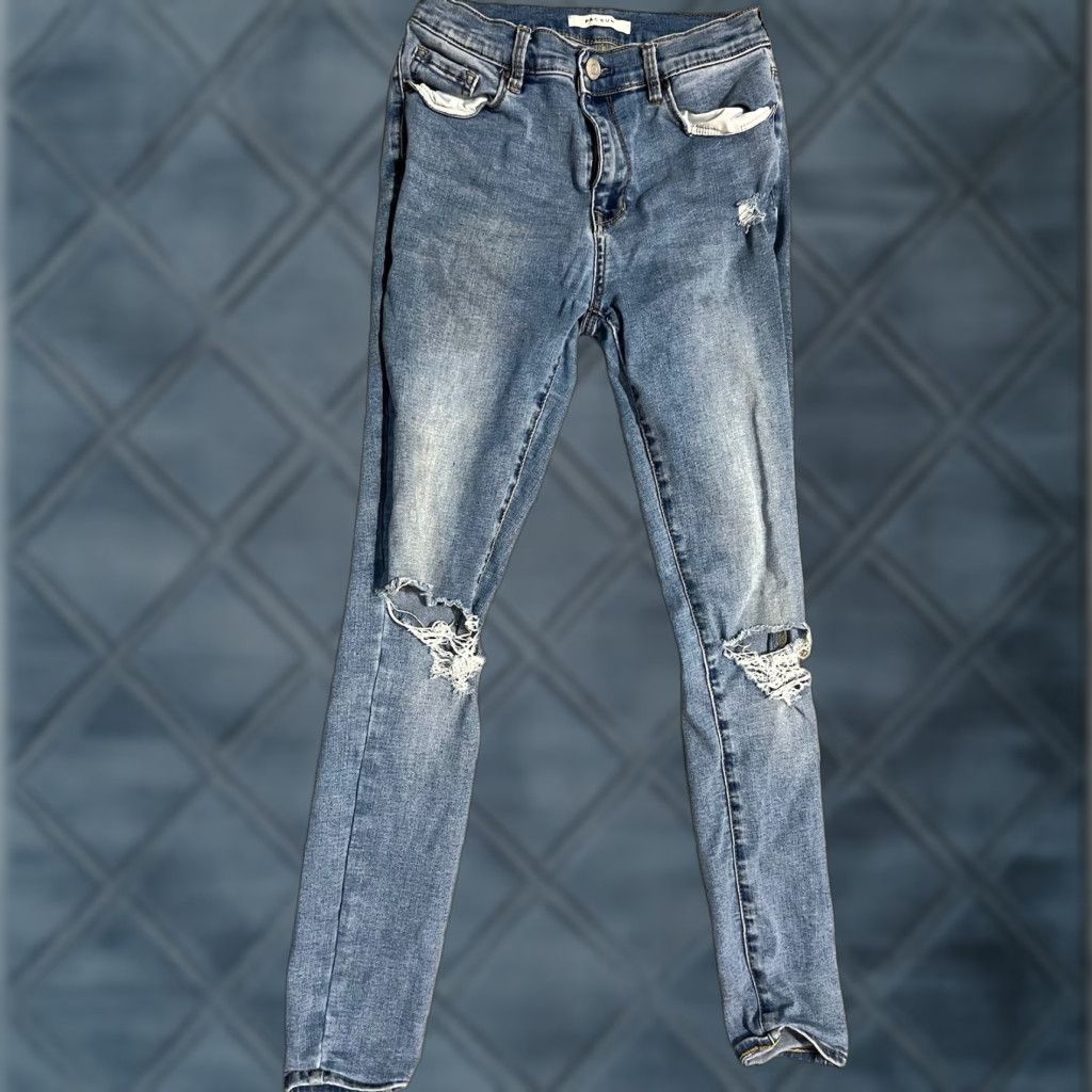 Pacsun PacSun Distressed High Rise Jeggings Jeans Medium Wash Size 26 Women Blue Jegging Medium Distressed 90s? (not allowed adding new info) Size 26" / US 2 / IT 38 - 1 Thumbnail