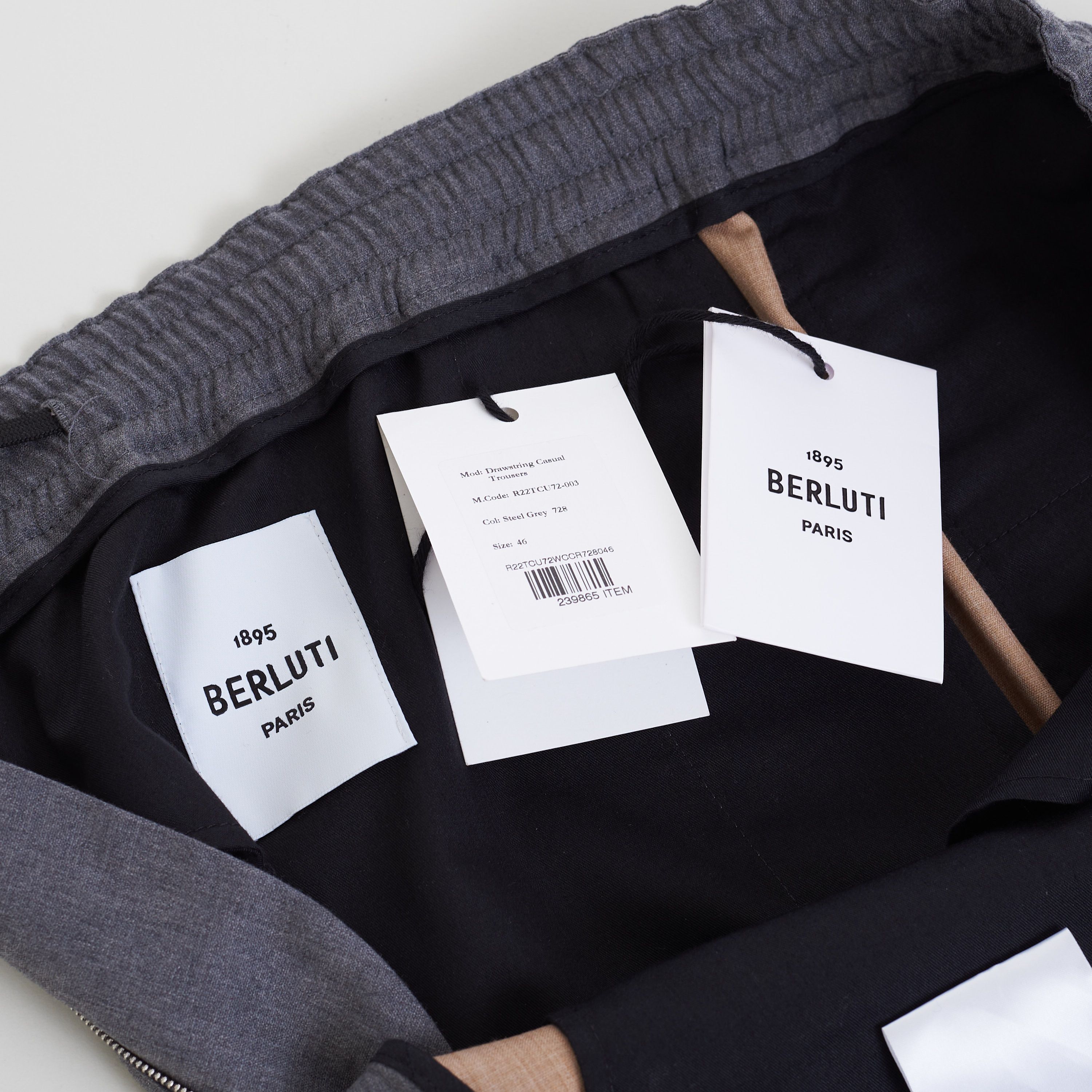 Berluti Drawstring Trousers In Grey Double Face Wool Size US 30 / EU 46 - 10 Thumbnail