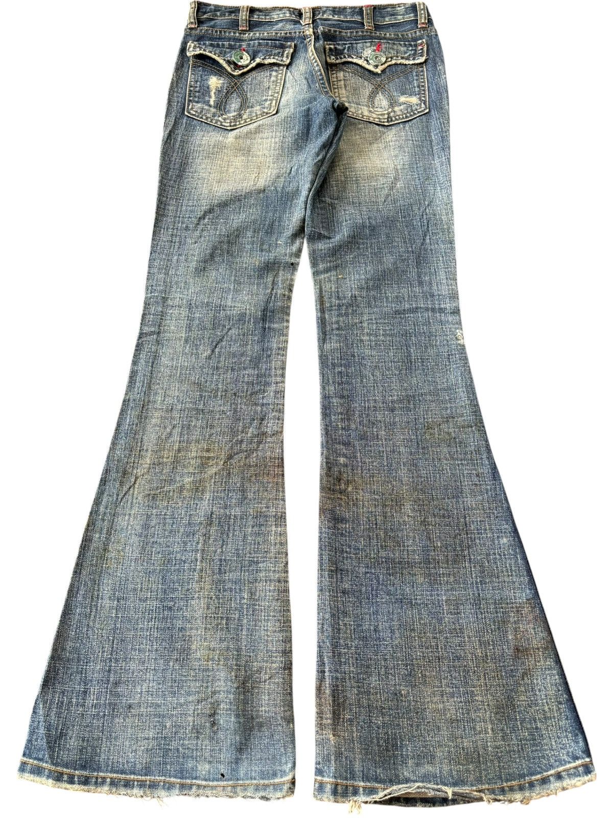 Hysteric Glamour Vintage Maraxia Grunge Heavy Distress Low Rise Flare Jeans Size 27" / US 4 / IT 40 - 2 Thumbnail
