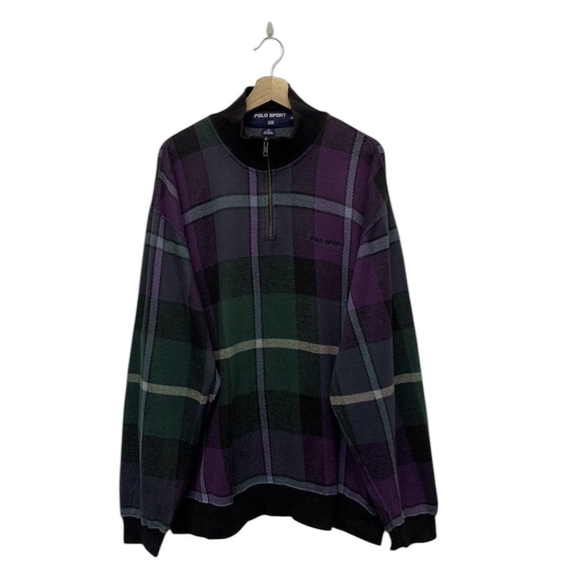 Vintage 90s Polo Sport Checkered Half Zip Sweatshirt