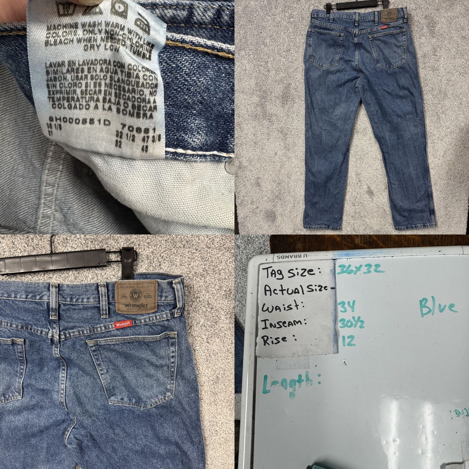 Wrangler Wrangler Jeans Mens 34x30.5 Straight Leg Medium Wash Denim Regular Waist 34 Inseam 30.5 Blue Cotton 100% Wrangler Authentics Size US 34 / EU 50 - 8 Thumbnail