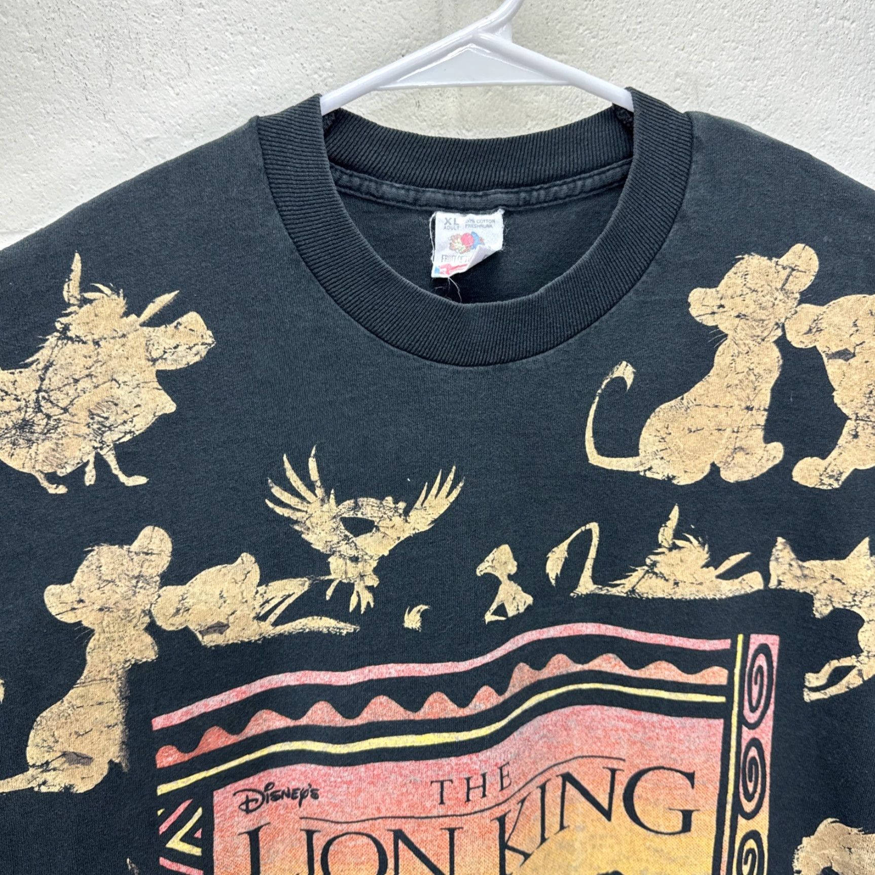 Disney VINTAGE Disney Lion King T-Shirt XL Black All Over Print 90s Movie Graphic Mens Size US XL / EU 56 / 4 - 6 Thumbnail