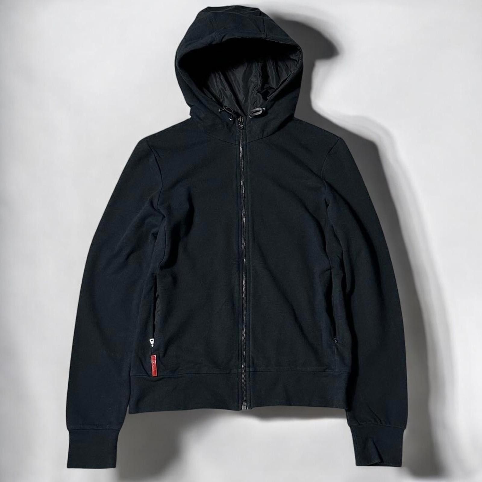Prada Prada - Black Hooded Zip-Up Sweatshirt Size M / US 6-8 / IT 42-44 - 1 Thumbnail