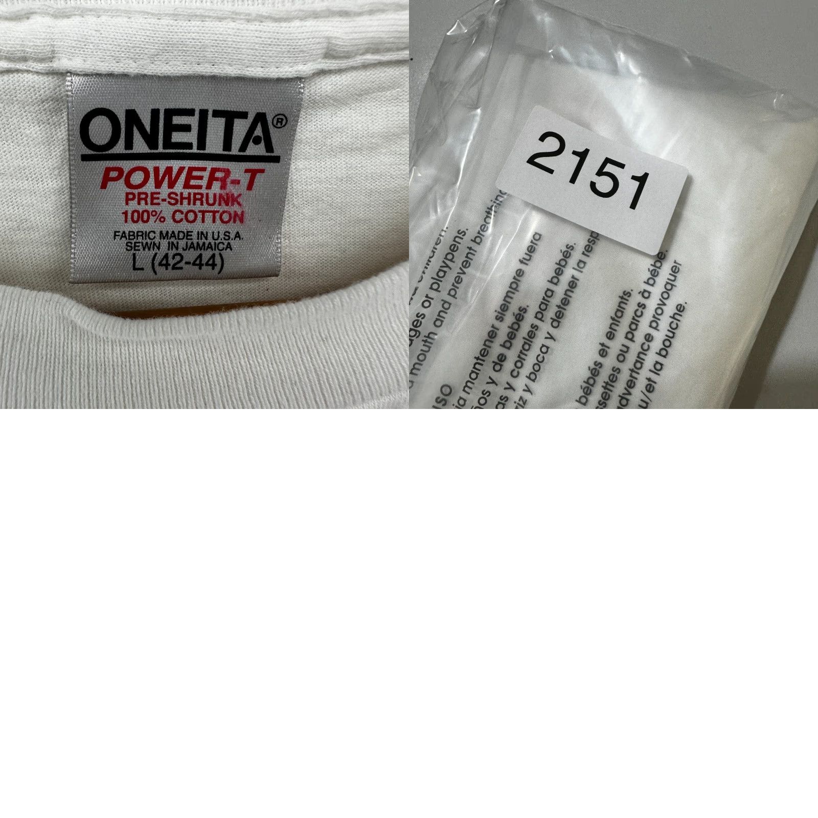 Vintage VINTAGE Oneita Power T-Shirt White Men's L Rock Springs & Cafe Creole Cotton Size US L / EU 52-54 / 3 - 8 Thumbnail