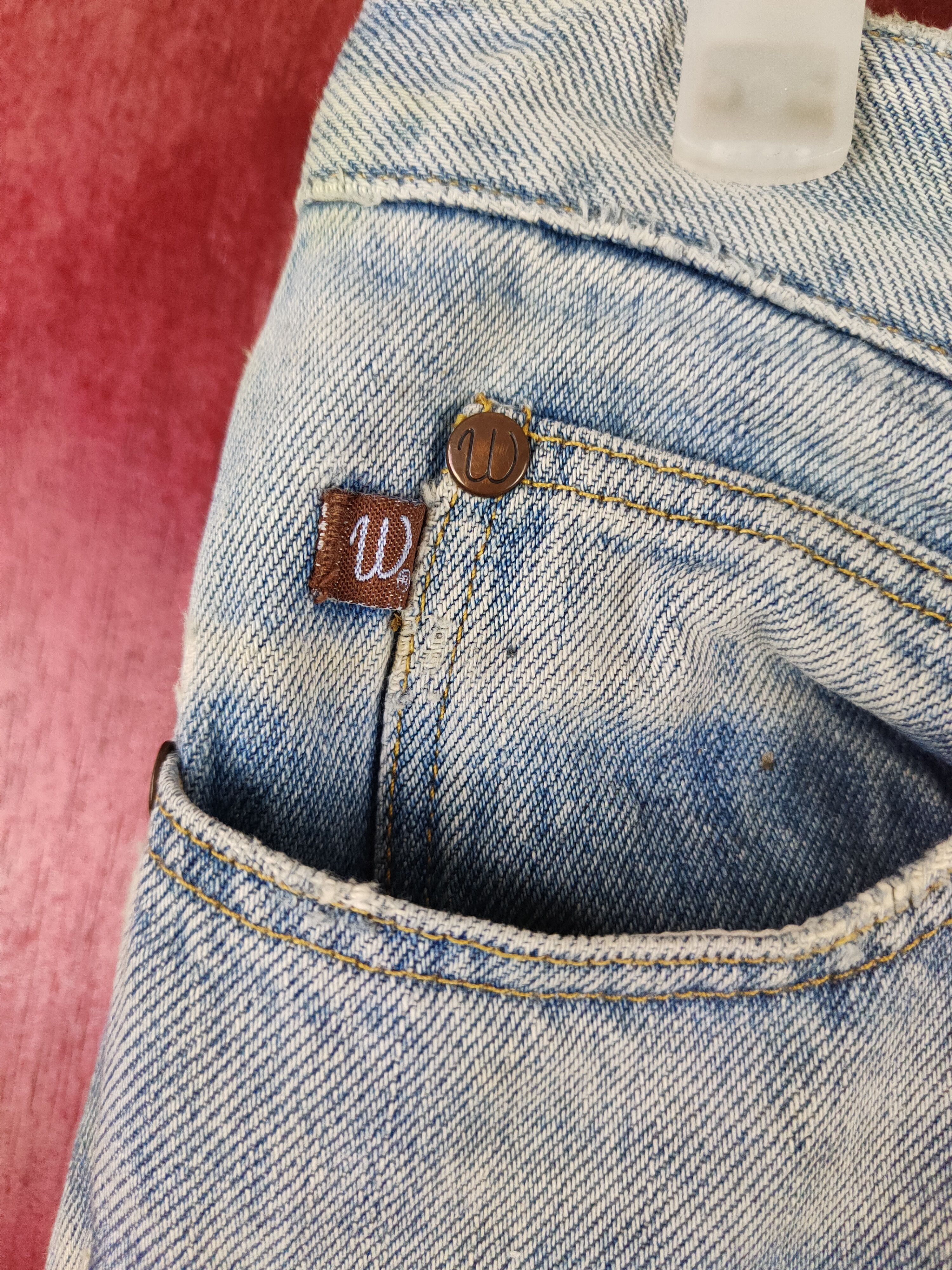 Japanese Brand Wrangler Blue Faded Distressed Bootcut Jeans #S2017 Size 29" - 3 Thumbnail