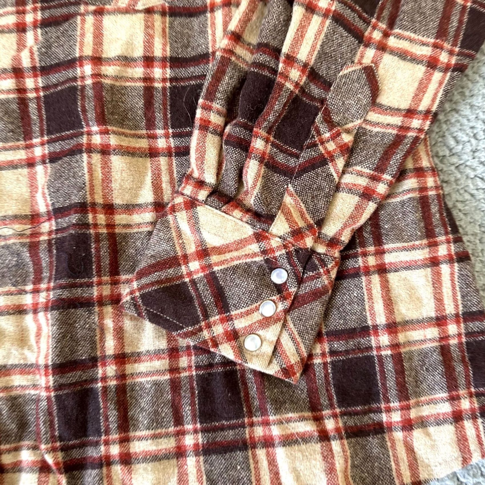 Vintage VINTAGE West Shirt Adult XL Red Brown Flannel Wool Disco Mens 70s Size US XL / EU 56 / 4 - 2 Thumbnail