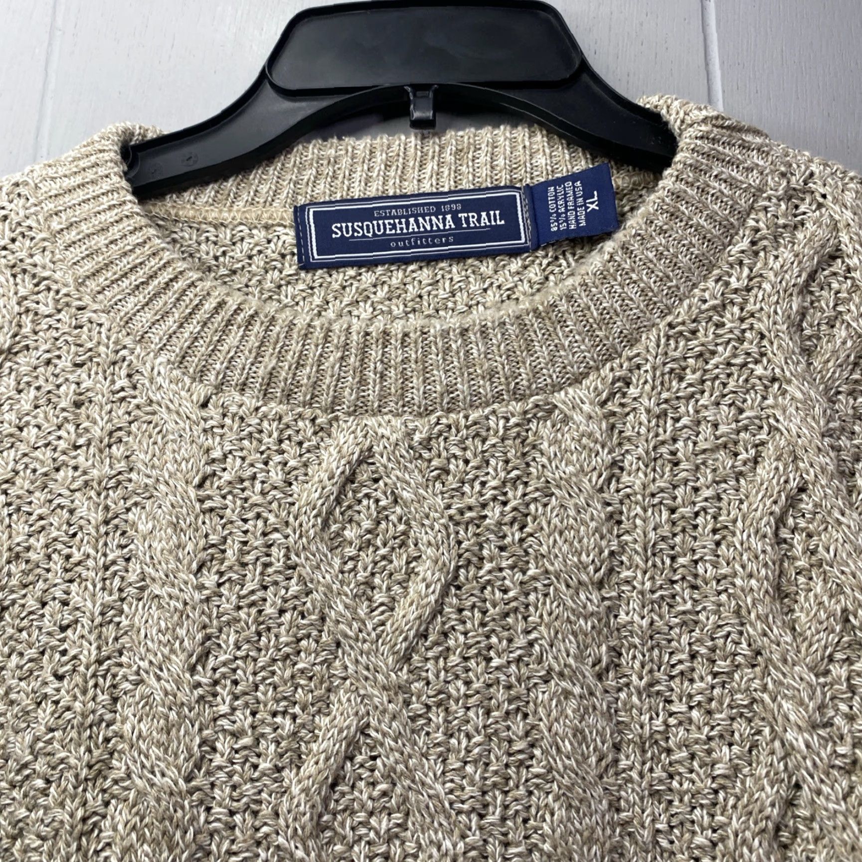 Olive VINTAGE Susquehanna Trail Outfitters Knit Sweater Mens XL Olive Cable Pullover USA Size US XL / EU 56 / 4 - 4 Thumbnail