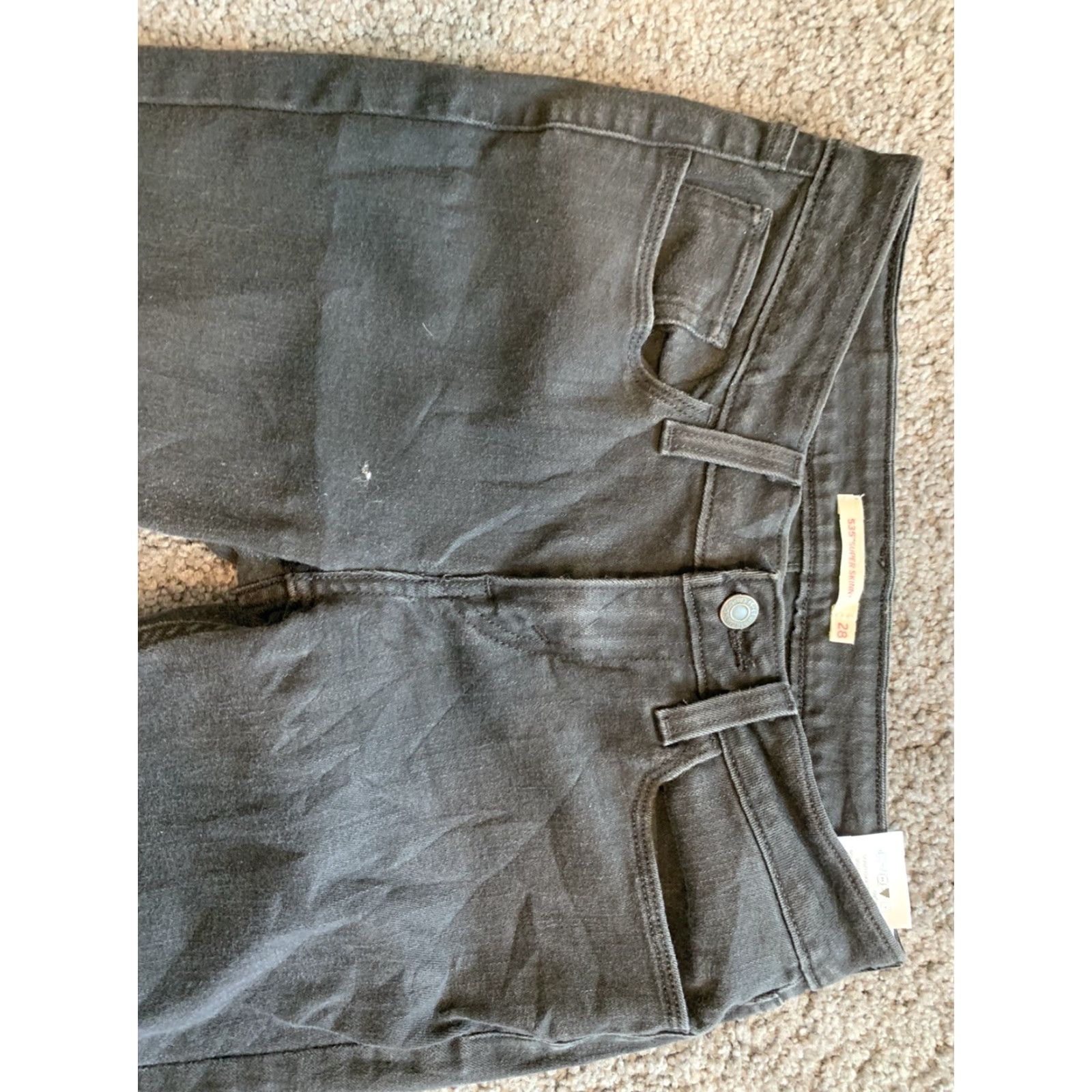 Levi's Womens Levi's 535 Jeans Black Size 28x30 Denim Skinny Regular Inseam 30 Low Rise Logo Solid Cotton Spandex Vintage No Pattern Jeans Size 28" / US 6 / IT 42 - 4 Thumbnail
