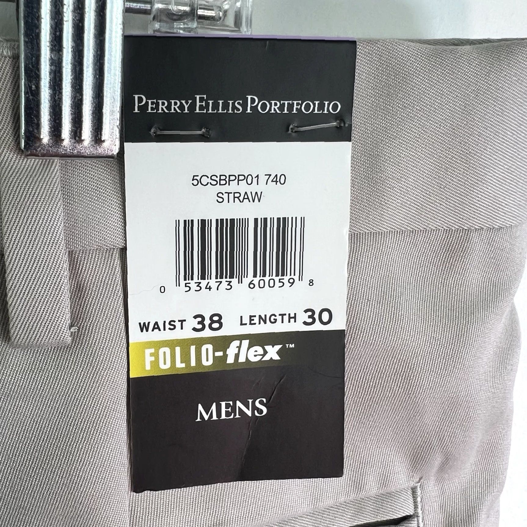 Perry Ellis Perry Ellis Portfolio FILIO-Flex Pleated Pants Mens Size 38/30 Straw Cuffed NWT Dress Pants Regular Be​ige Solid Size US 38 / EU 54 - 7 Thumbnail