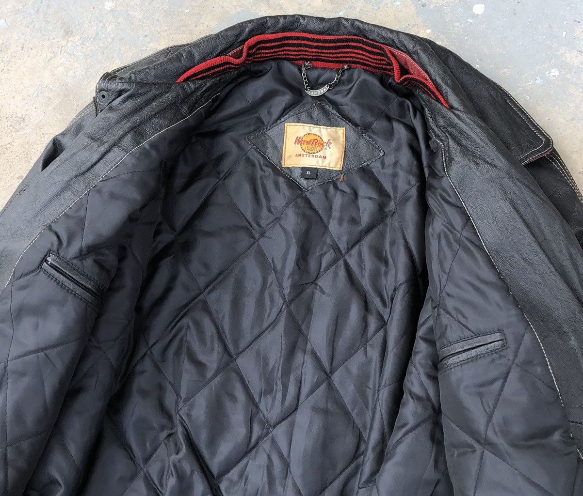 Hard Rock Cafe Vintage 90s Hard Rock Cafe Amsterdam Leather Bomber Jacket Size US XL / EU 56 / 4 - 18 Thumbnail