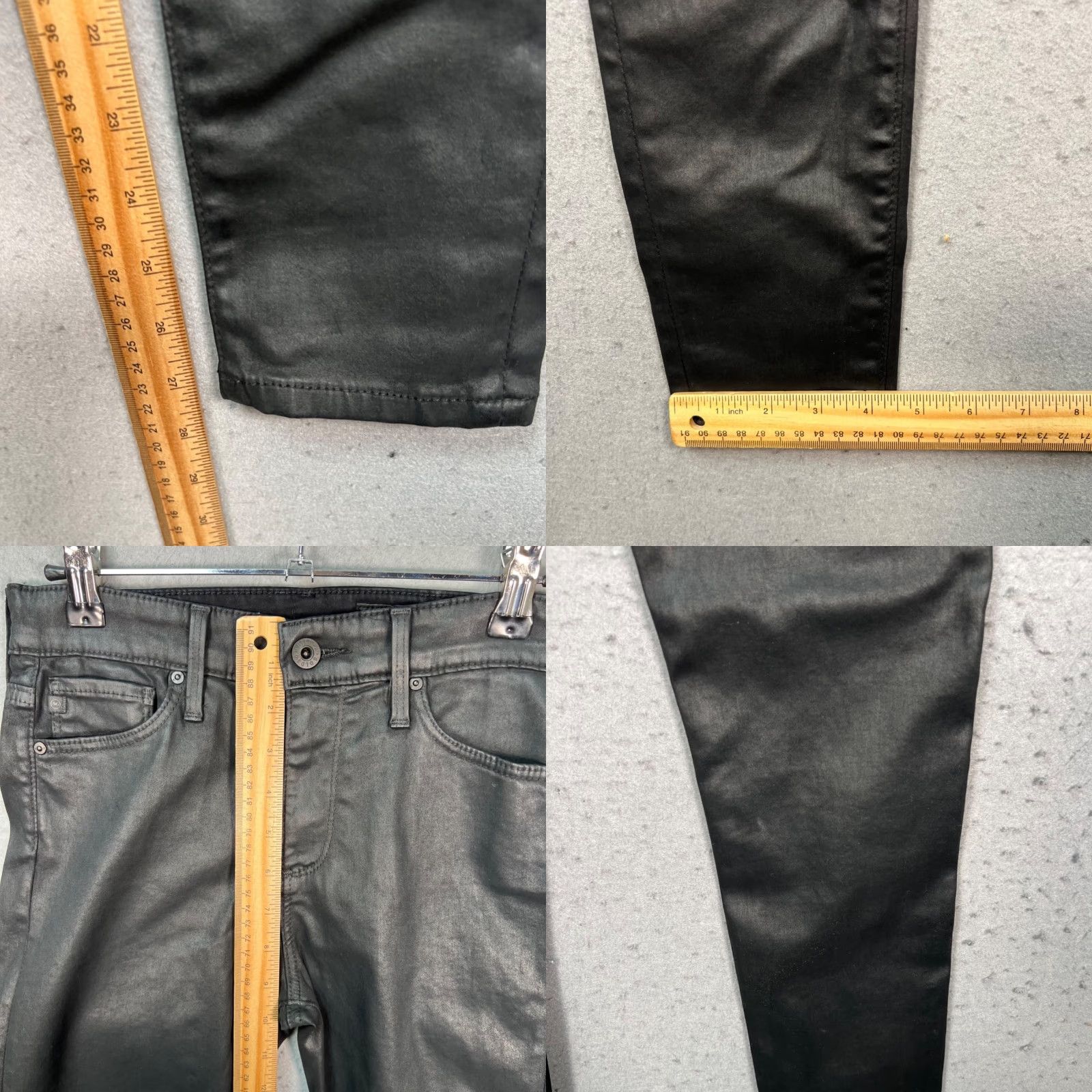 Vintage AG Adriano Goldschmied The Farrah Skinny Ankle High Rise Coated Black Denim Jeans Size 42" / US 20 - 8 Thumbnail