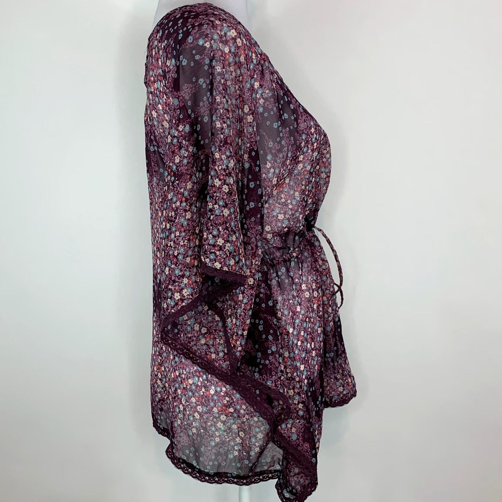 Decree Decree Blouse Shirt Tunic Womens M Floral Sheer Butterfly Sleeves Multicolor Dolman Sleeve Casual Knit Polyester Top Size M / US 6-8 / IT 42-44 - 4 Thumbnail
