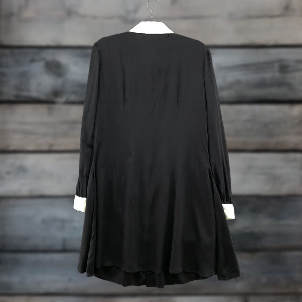 Vintage VINTAGE? No — NWT Bright & Beautiful Black Collared Shirt Dress Sz 10 Long Sleeve Knee Length Women’s Shirt Dress Size L / US 10 / IT 46 - 1 Thumbnail