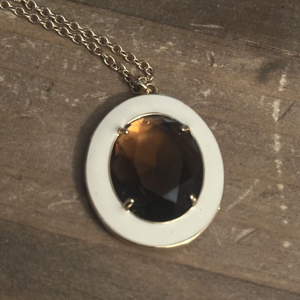 J.Crew J. Crew gold tone amber stone enamel pendant necklace Size ONE SIZE - 3 Thumbnail
