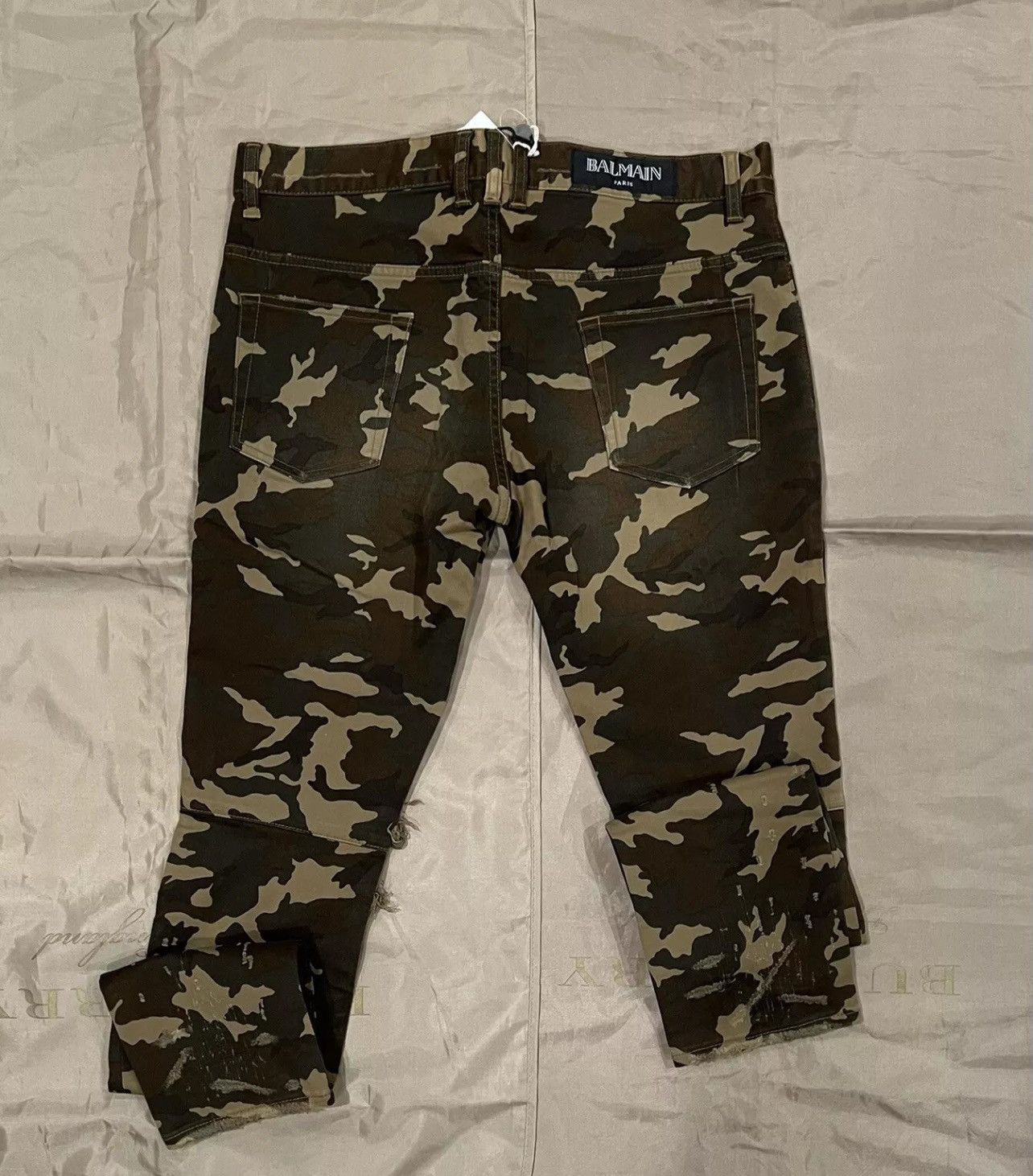 Balmain Balmain Men's Green Distressed Camo Jeans size 32 Size US 32 / EU 48 - 3 Thumbnail