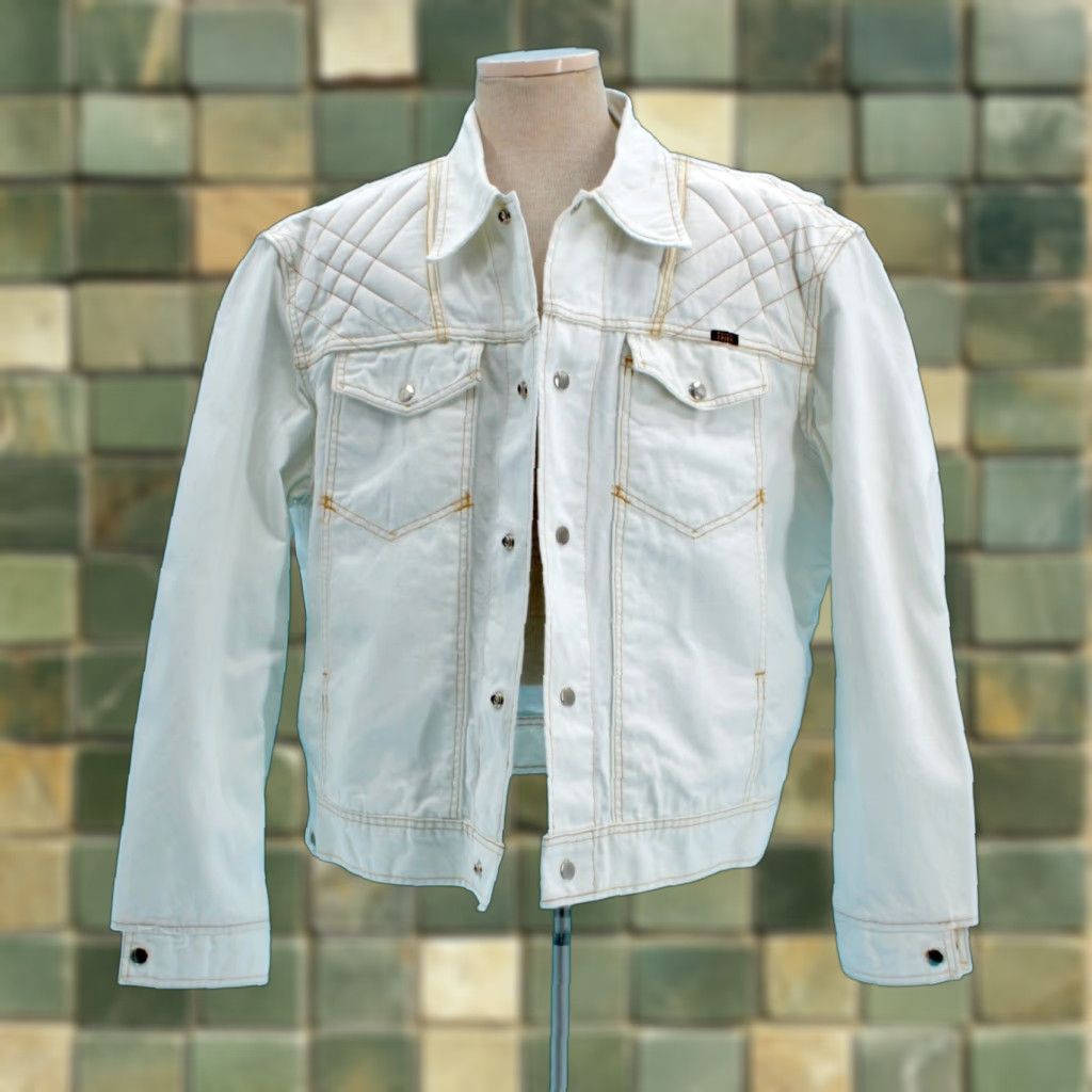 SafTbak VINTAGE Bulls Creek Denim Jacket Shirt Men’s 70s XL White 1970s Denim Jacket Bulls Creek Mens XL White 70s Jacket Size US XL / EU 56 / 4 - 1 Thumbnail