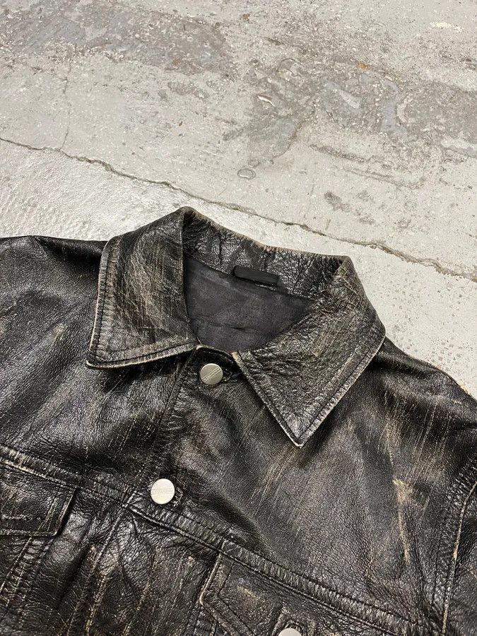 Daniele Alessandrini Daniele Alessandrini Eroded Black Leather Trucker Jacket Size S / US 4 / IT 40 - 7 Thumbnail