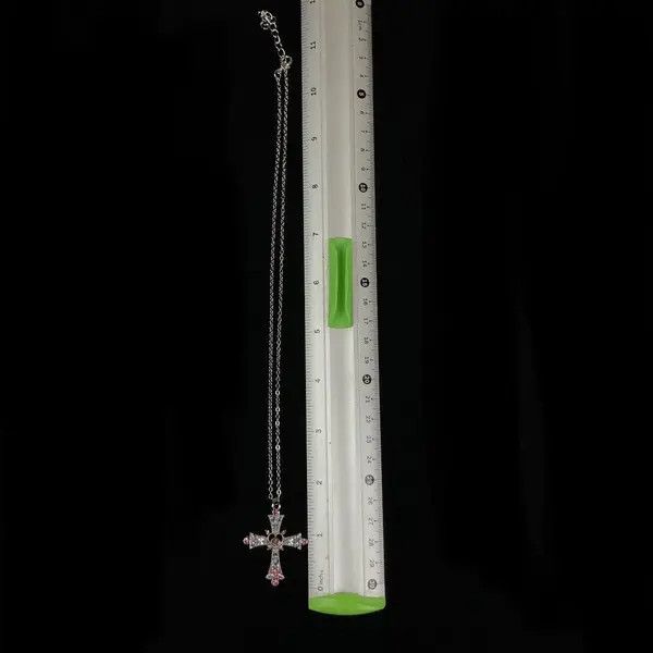 VIBE Y2K Cross Necklace Punk Gothic Crystal Chain Size ONE SIZE - 5 Thumbnail