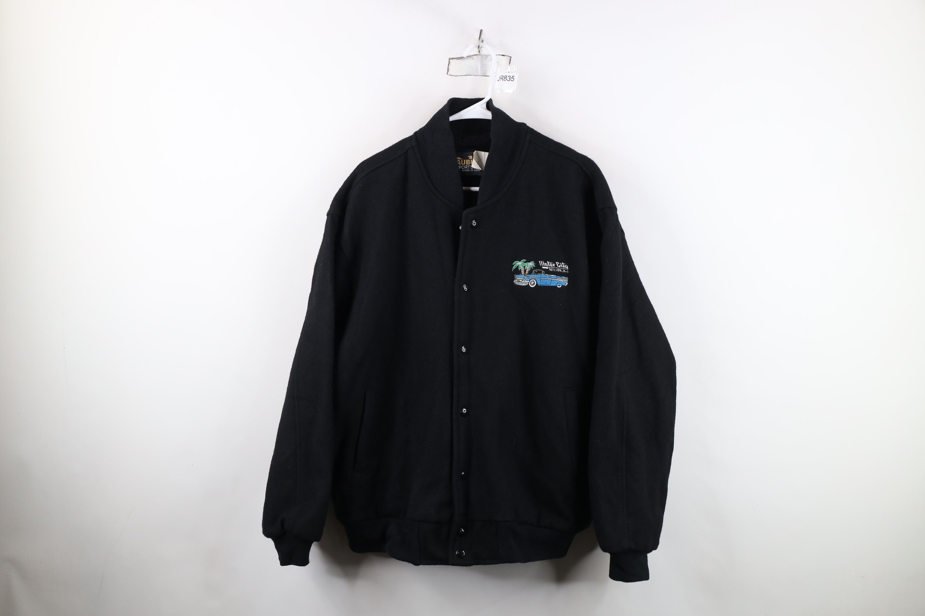 Vintage 90s City Casino Wool Varsity Bomber Jacket Black USA