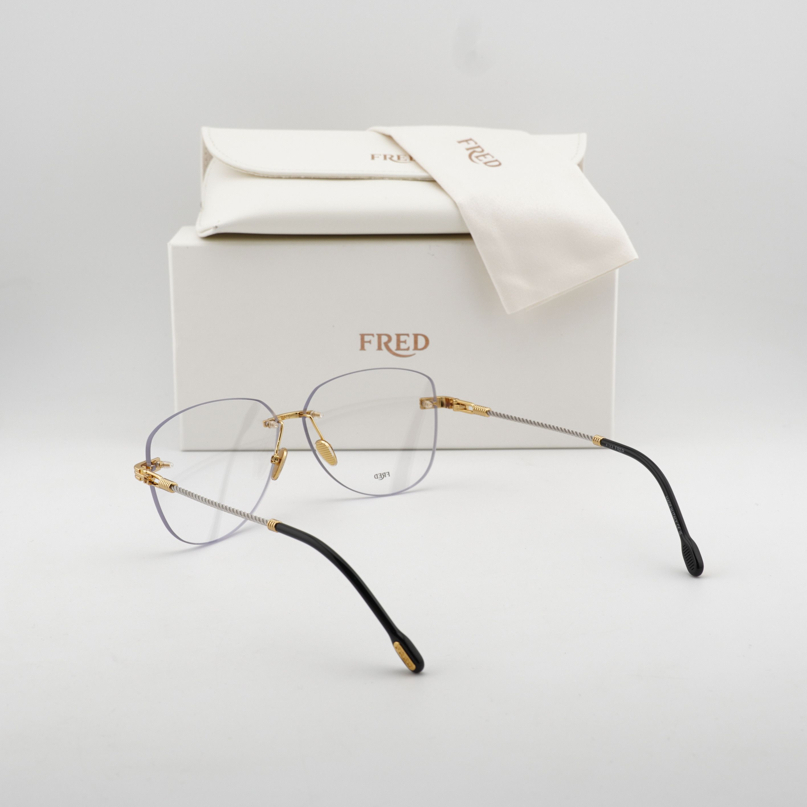 FRED Fred FG50043U 031 Rimless Eyeglasses Gold 61mm Aviator Frame Size ONE SIZE - 9 Thumbnail