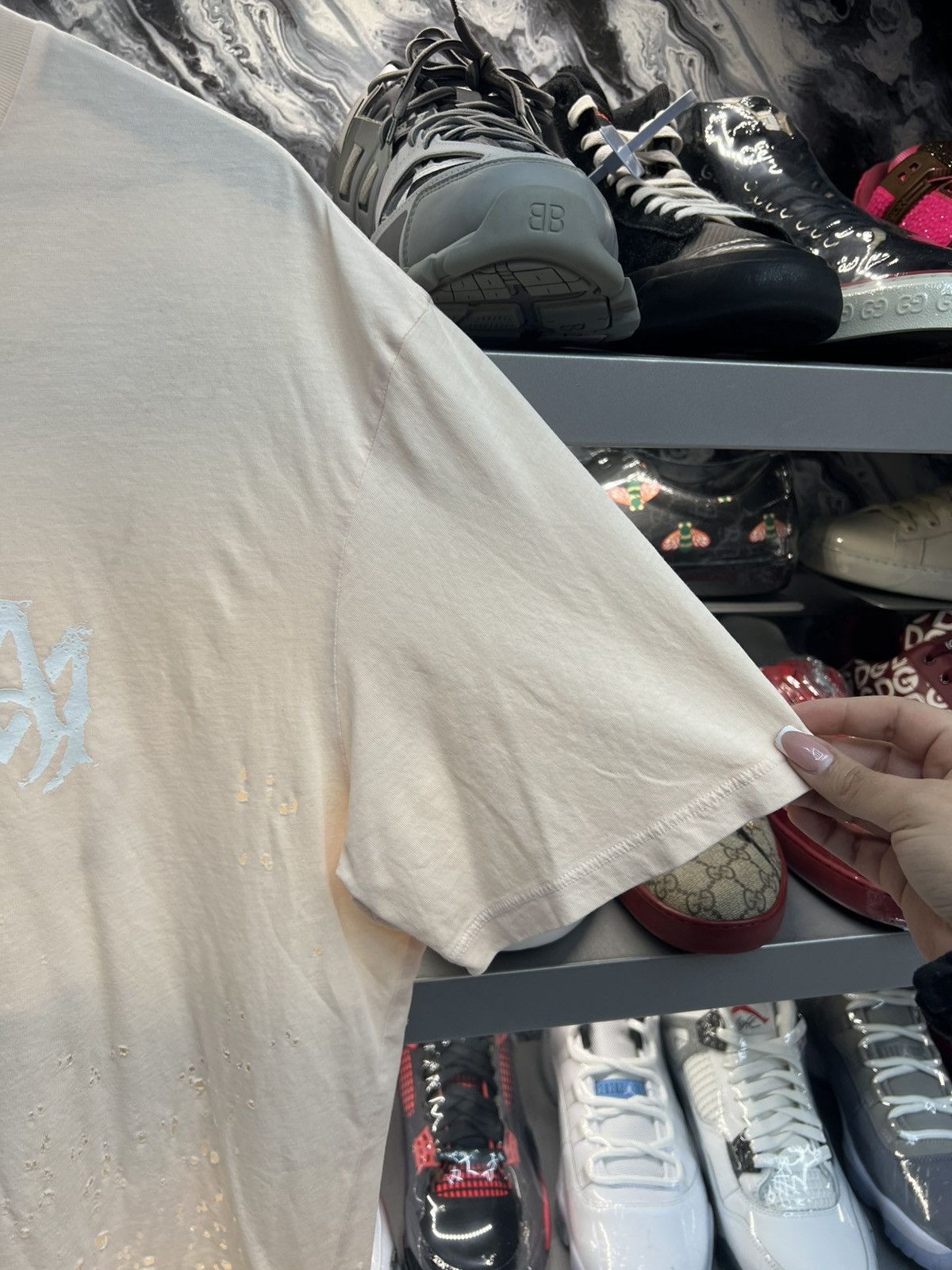 Amiri Amiri Cream Hole Tee Size US L / EU 52-54 / 3 - 4 Thumbnail