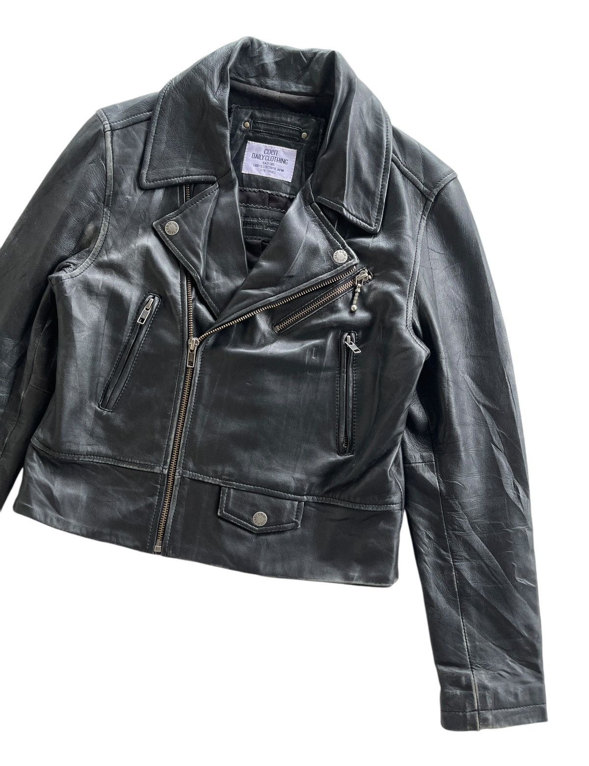 14th Addiction Coen Double Collar Soft Lambskin Biker Jacket Size S / US 4 / IT 40 - 3 Thumbnail