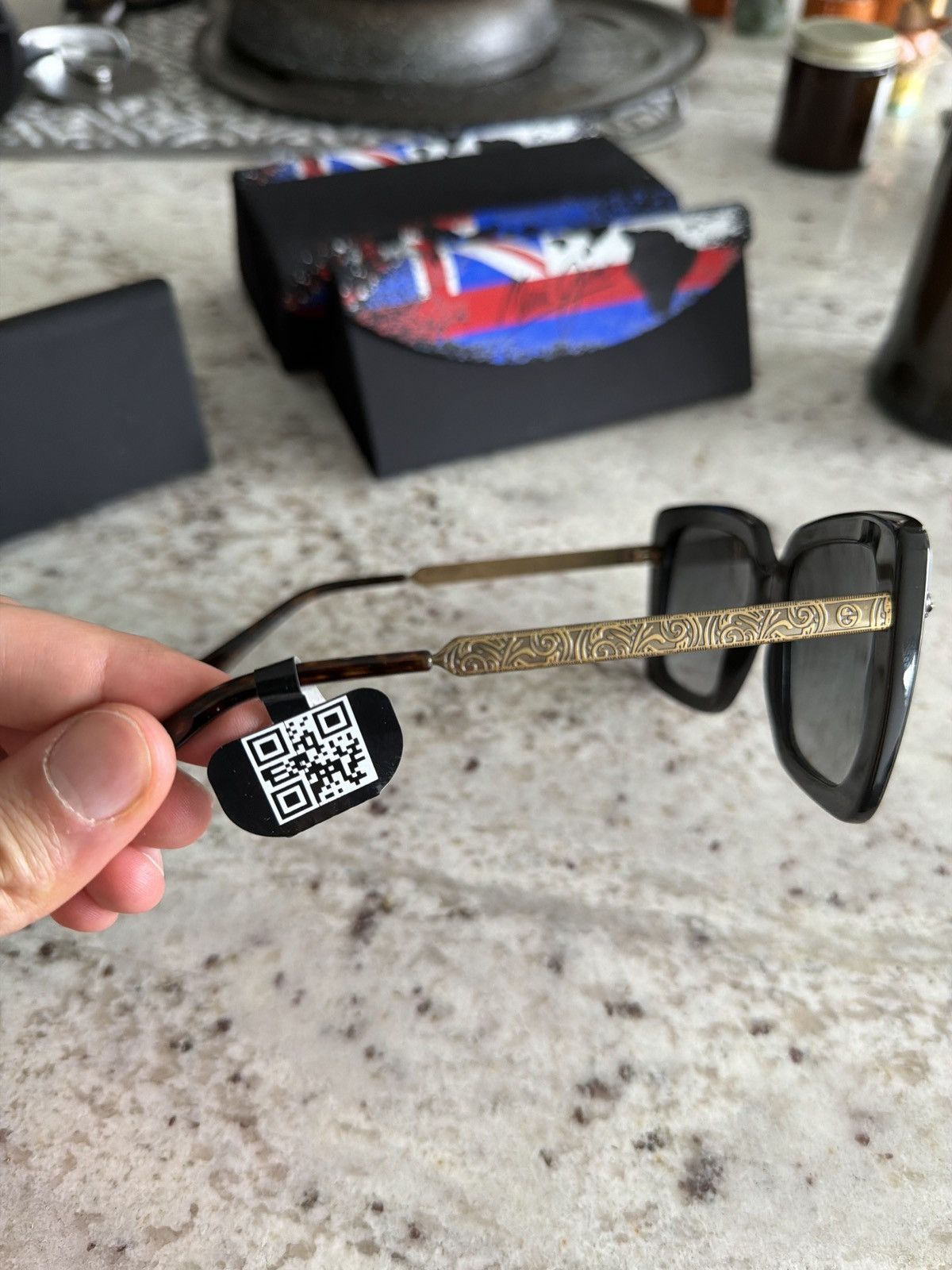 Gucci Gucci GG0216S 001 Oversized Square Sunglasses — Black Size ONE SIZE - 5 Thumbnail