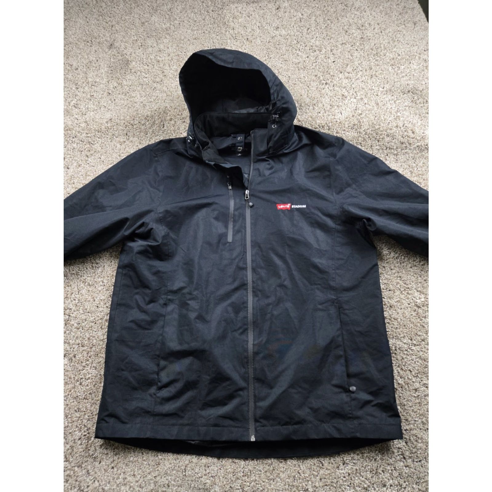 Port Authority Levi's Stadium Jacket Mens XL Black Hooded Full Zip Lined Rain Jacket Employee Size US XL / EU 56 / 4 - 3 Thumbnail