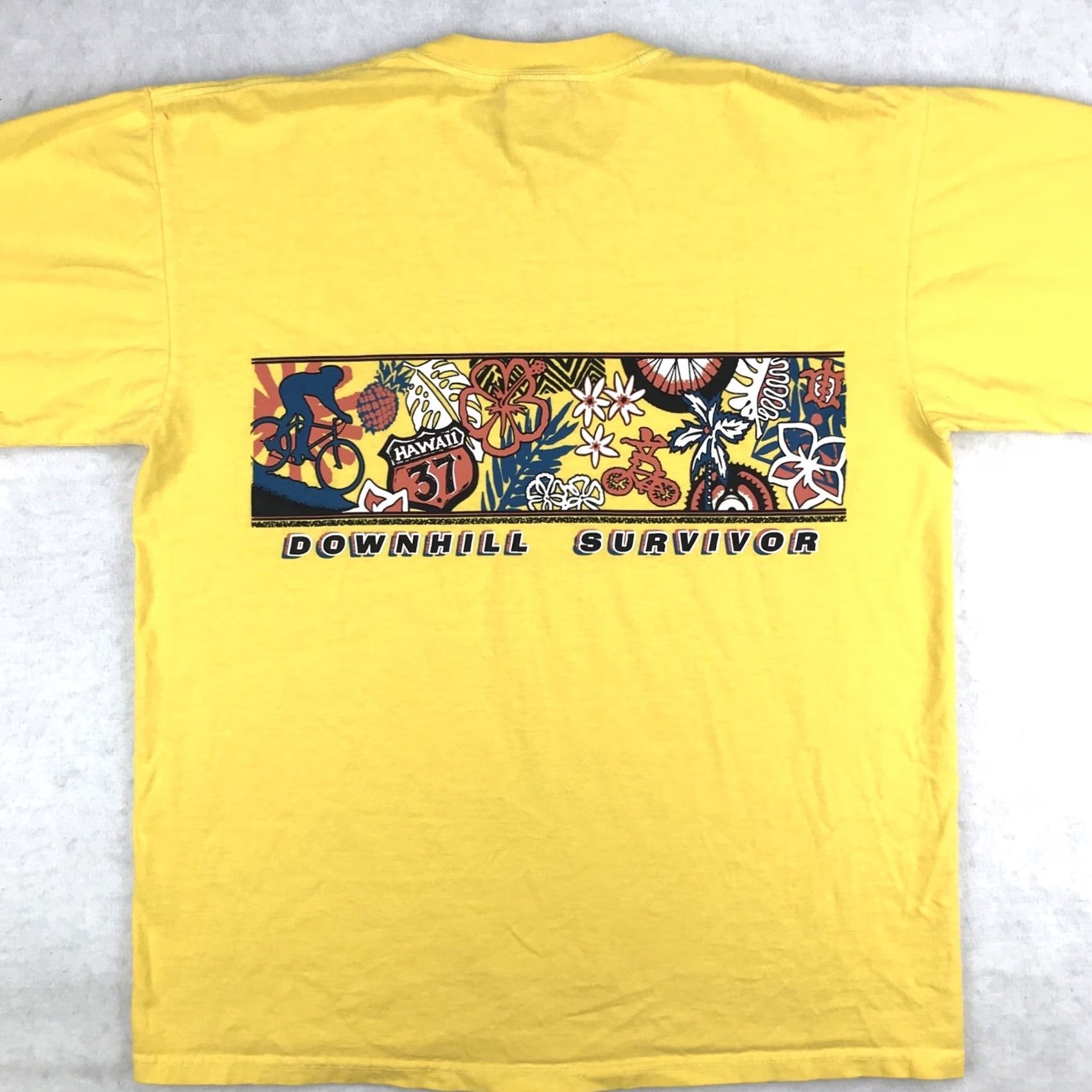 Anvil VINTAGE Haleakala Bike Co. Upcountry Maui Hawaii Survivor 2-Sided T-Shirt L Yellow Mens 90s Cartoon Double-Sided Cotton 80s 90s Vintage Shirt Size US L / EU 52-54 / 3 - 6 Thumbnail
