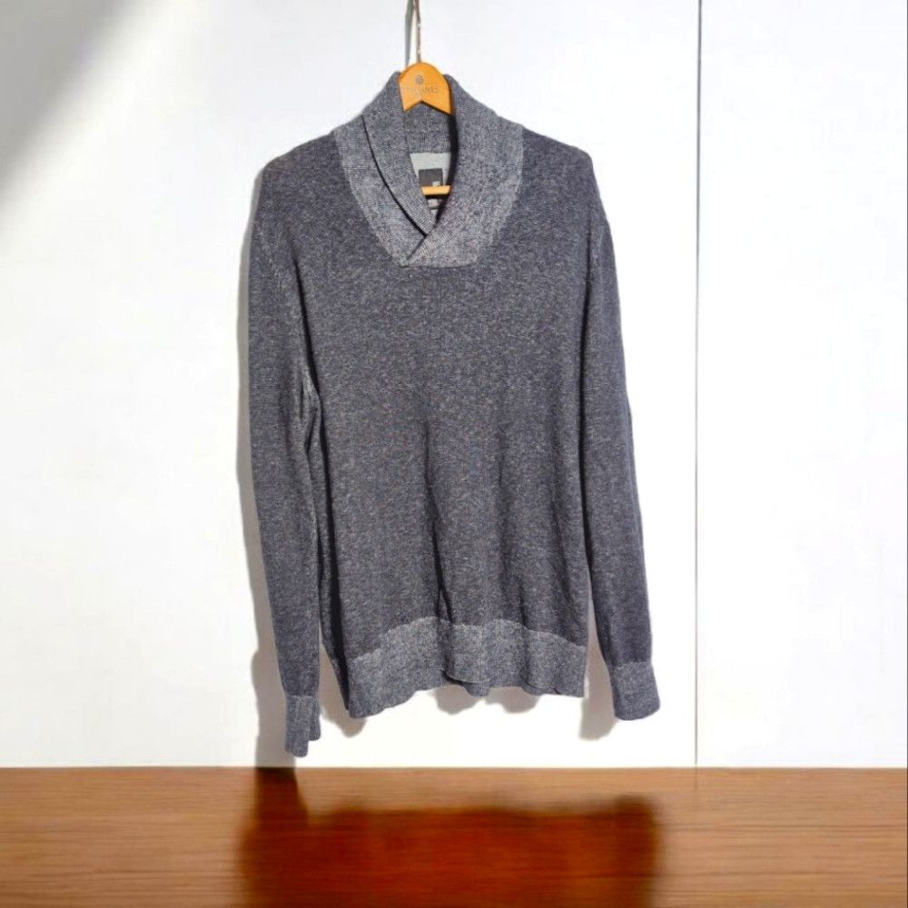 J Ferrar J.Ferrar Gray Shawl Collar Sweater Cotton Poly Viscose Wool Size XL / US 12-14 / IT 48-50 - 1 Thumbnail