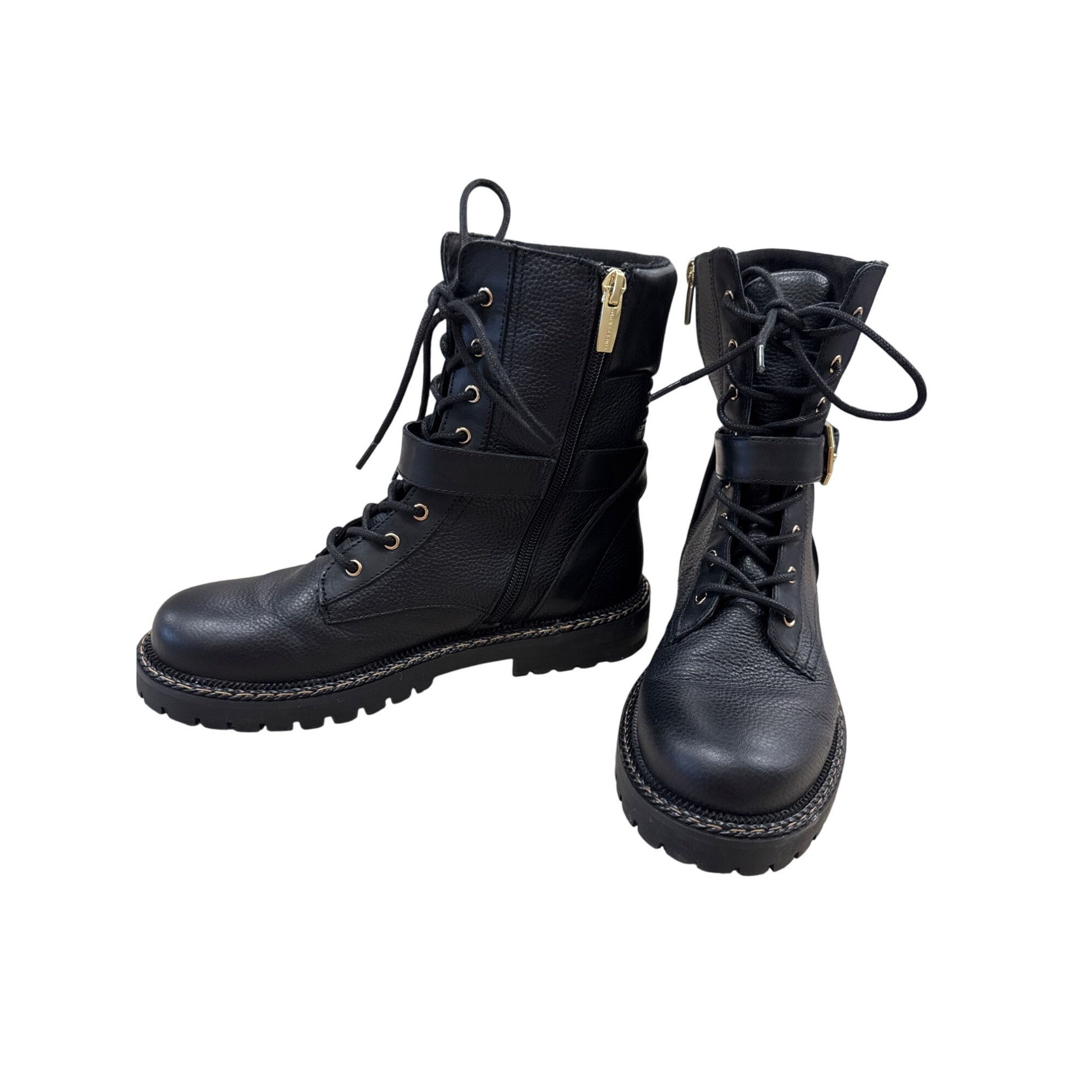Vince Camuto Vince Camuto Womens Black Leather Combat Boots 6.5M SKU 7185 Size US 6.5 / IT 36.5 - 2 Thumbnail
