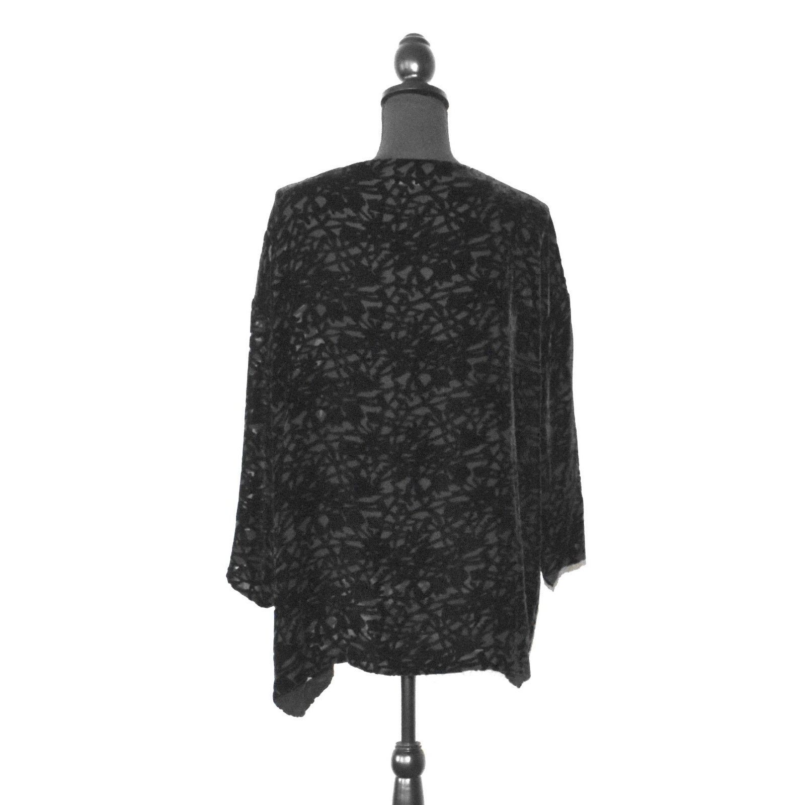 Eileen Fisher EILEEN FISHER Luxurious Vines Burnout Velvet Tunic Top Sz M Size M / US 6-8 / IT 42-44 - 4 Thumbnail