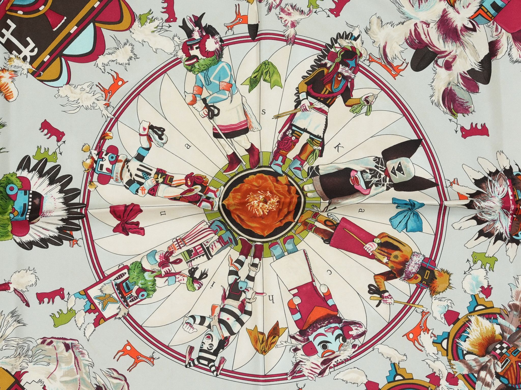 Hermes Hermes Scarf Kachina by Kermit Oliver 90 cm silk native Size ONE SIZE - 2 Thumbnail