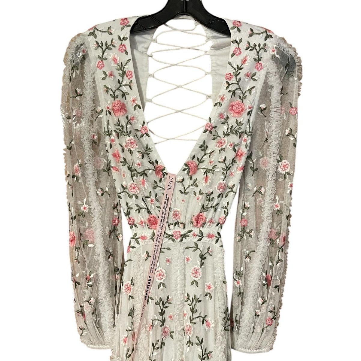 Other Mac Duggal NEW Size 0 70159 Ivory Floral Lace-Up Back Dress Size XS / US 0-2 / IT 36-38 - 6 Thumbnail