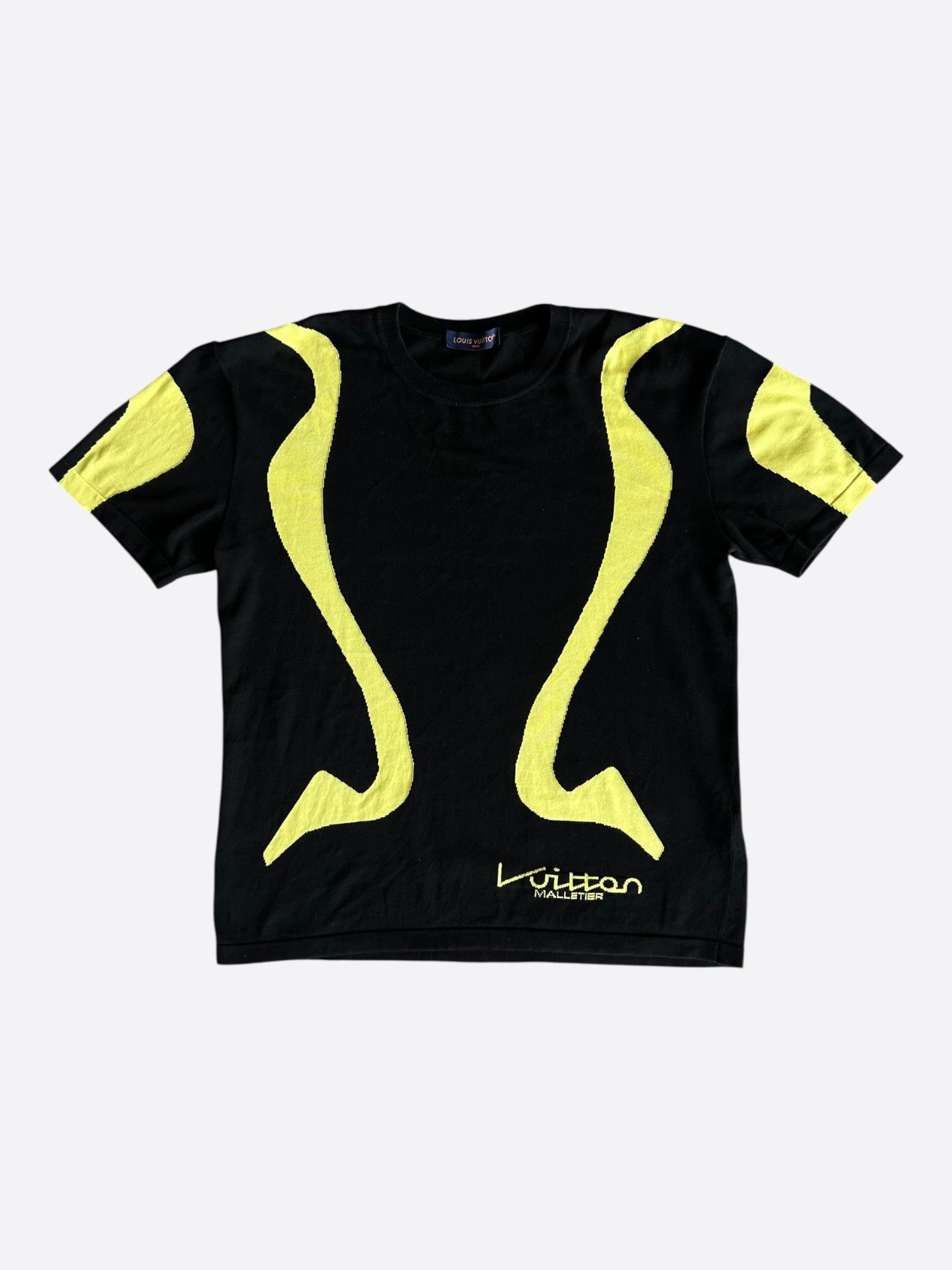 Louis Vuitton Louis Vuitton Black & Yellow Sport Line Intarsia T-Shirt Size US XXL / EU 58 / 5 - 1 Thumbnail