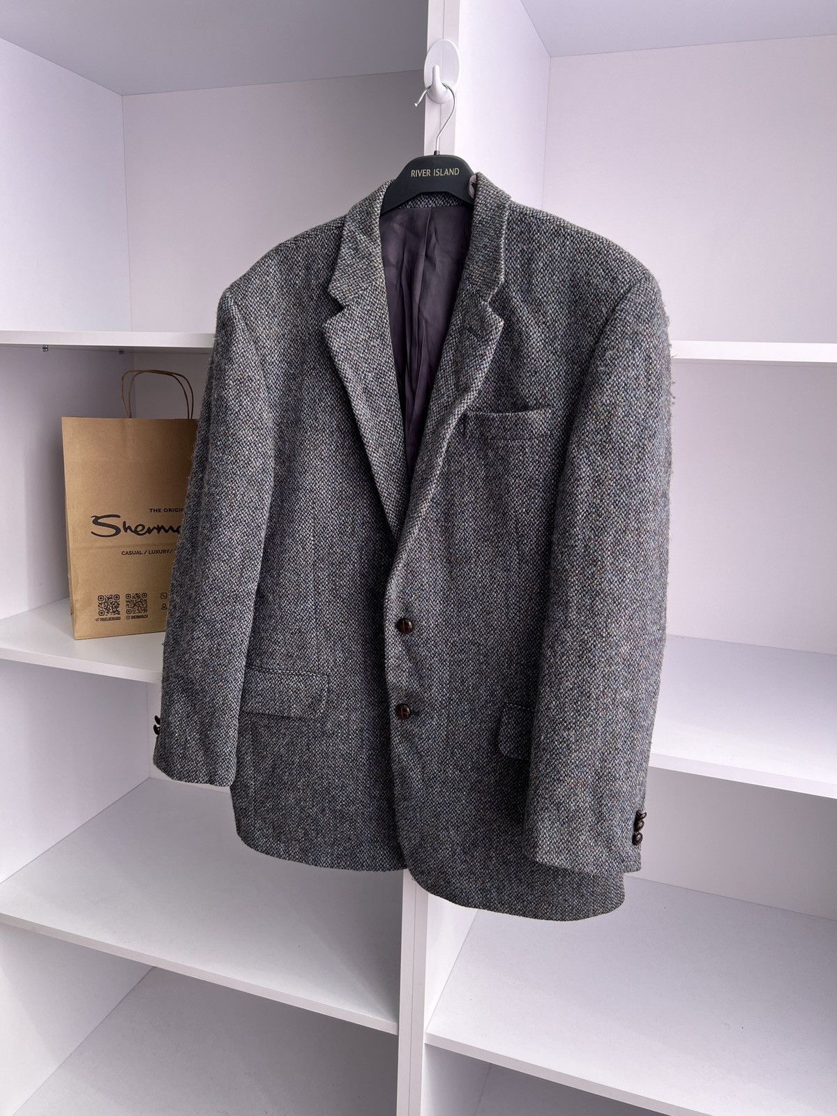Harris Tweed × Vintage Vintage Harris Tweed Grey Blazer Size US L / EU 52-54 / 3 - 4 Thumbnail