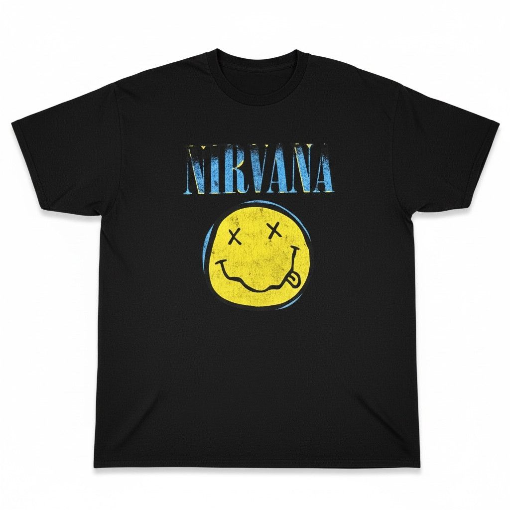 Nirvana Nirvana Smiley Face Black Graphic T Shirt Band Grunge XXL Size US XXL / EU 58 / 5 - 1 Thumbnail