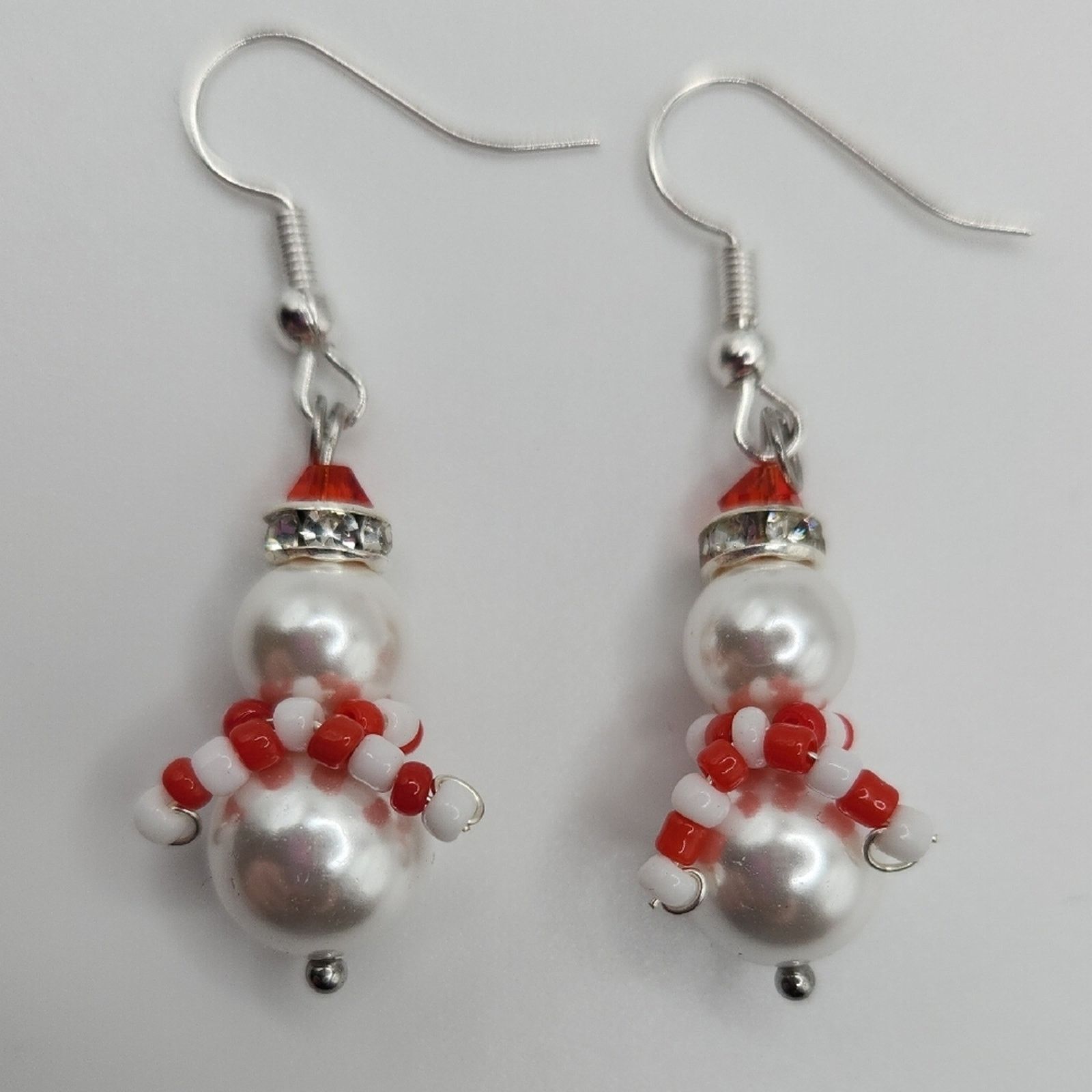Other Chic Snowman Pearl and Red Bead Earrings Handmade Christmas Size ONE SIZE - 4 Thumbnail