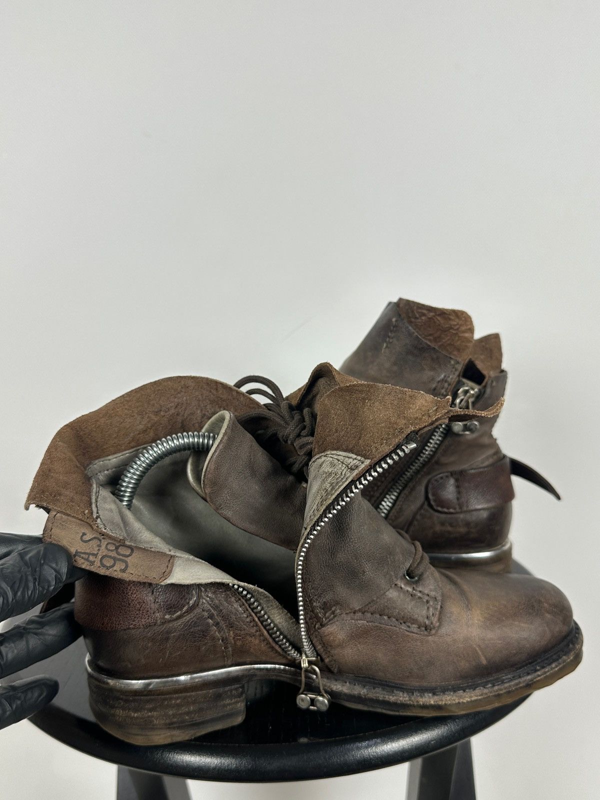 A.S.98 A.S.98. Airstep Brown Leather Buckle Biker Ankle Boots Size US 6 / IT 36 - 14 Thumbnail
