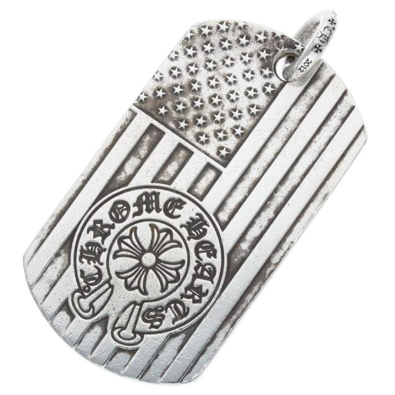 CHROME HEARTS HEROES PROJECT USA FLAG DOG TAG SILVER - tianchih.com